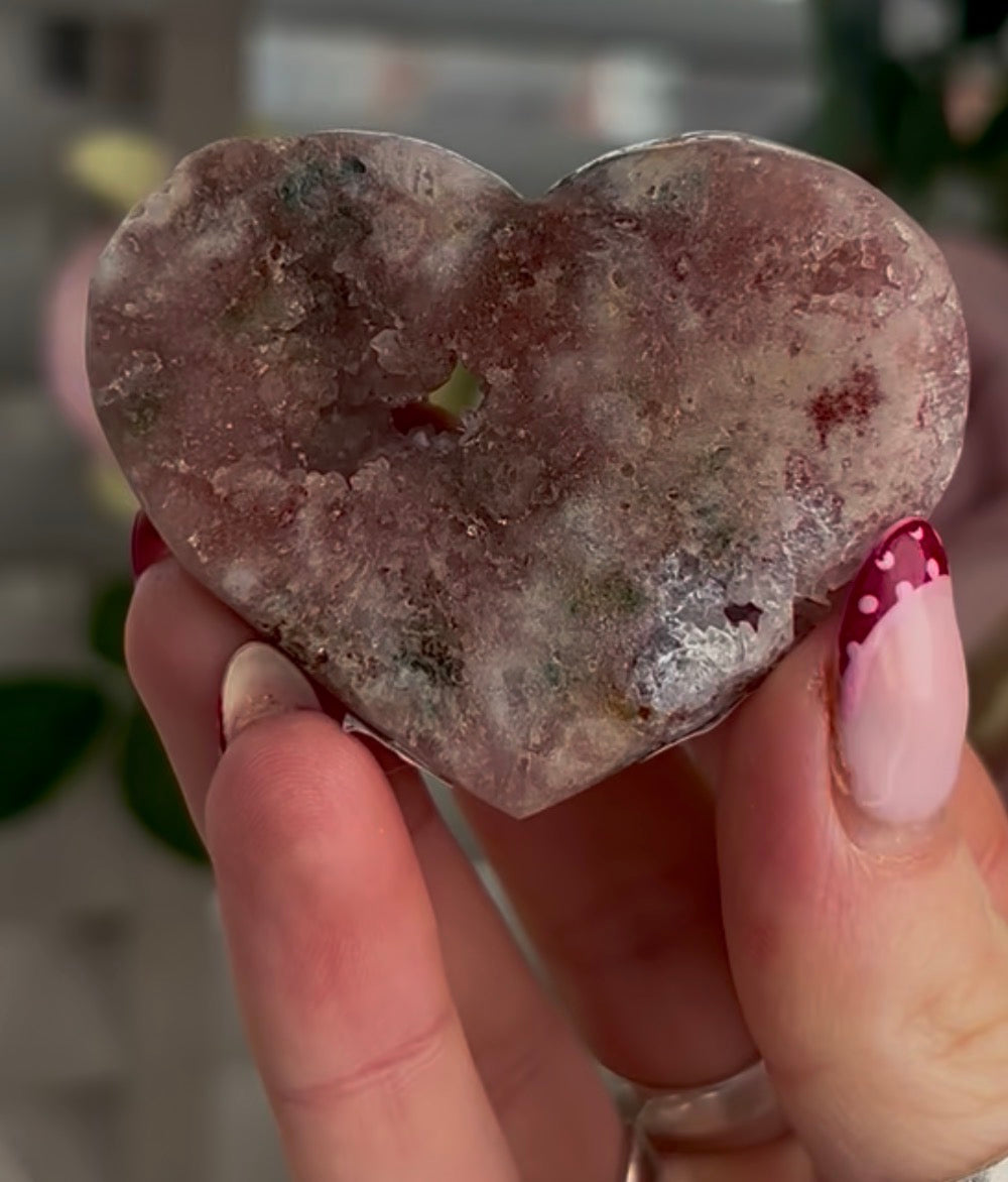 Mini pink amethyst heart - comes with stand