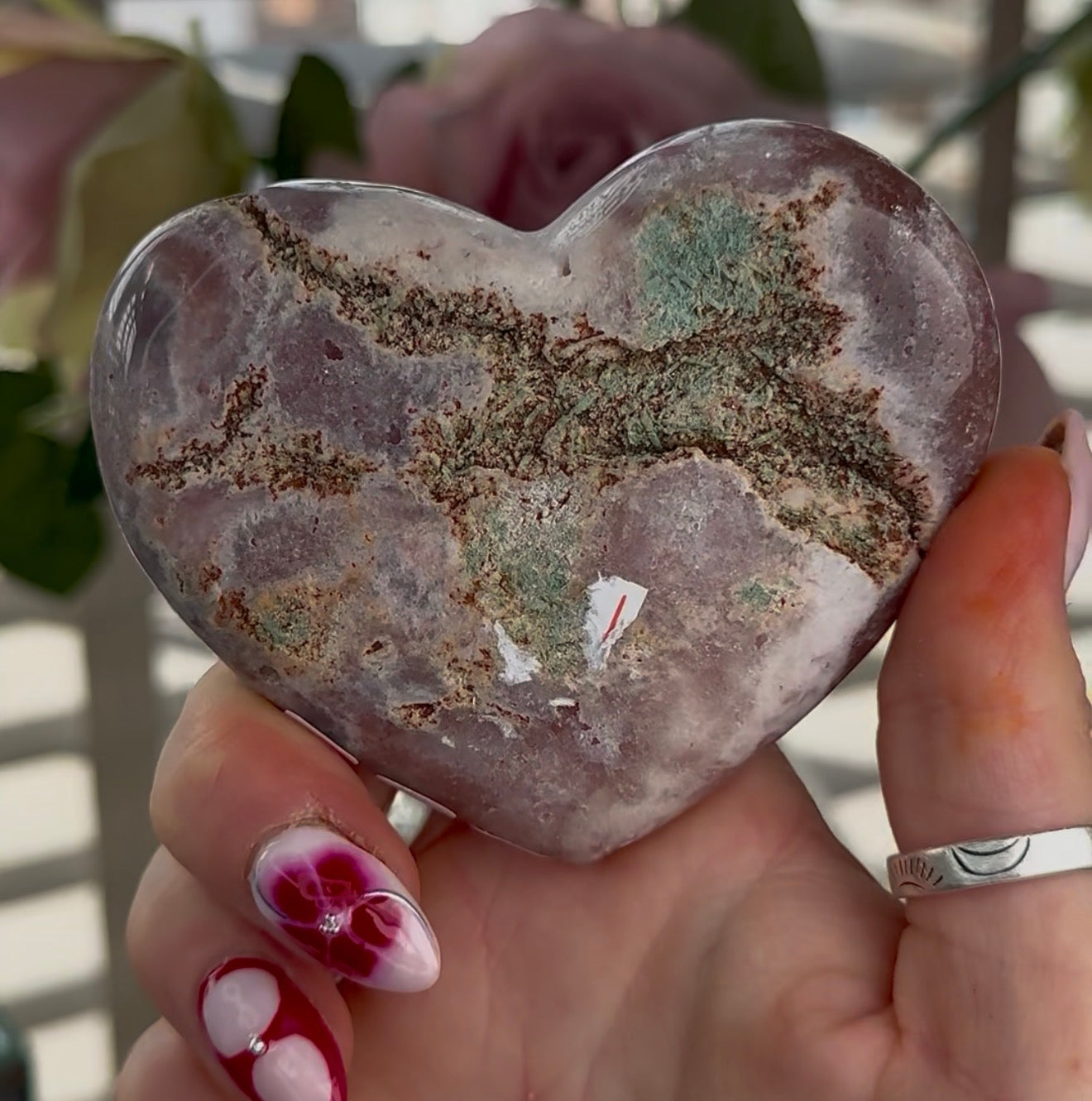 Hq pink amethyst heart - comes with stand