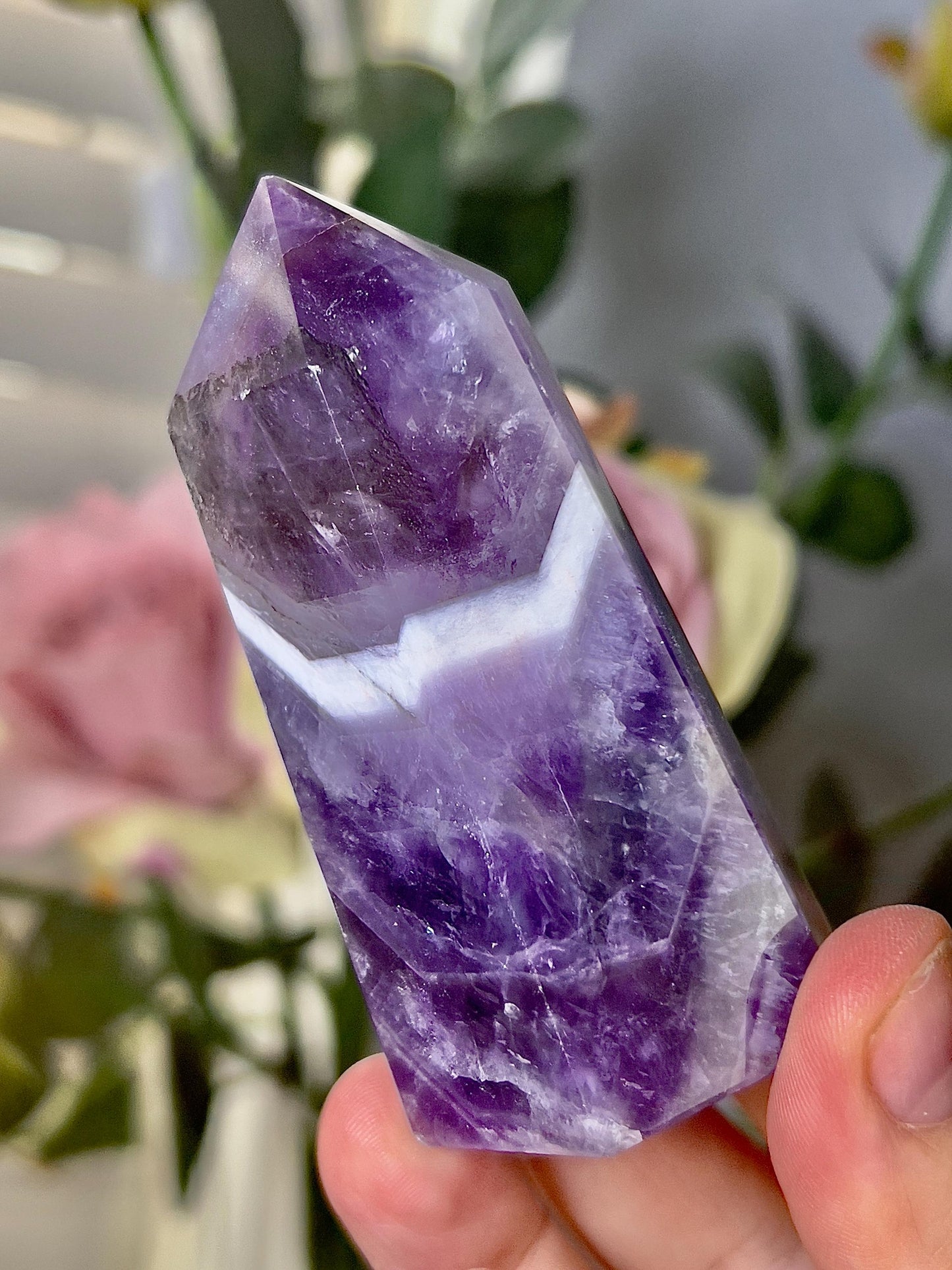 High grade, Dream amethyst tower with dentric slight damage to top (discount added)