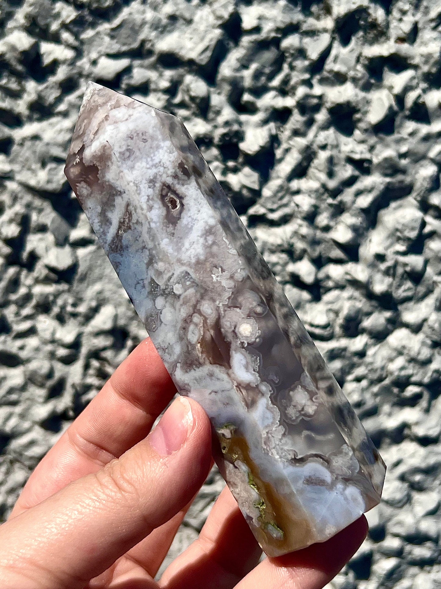 baby blue flower agate tower