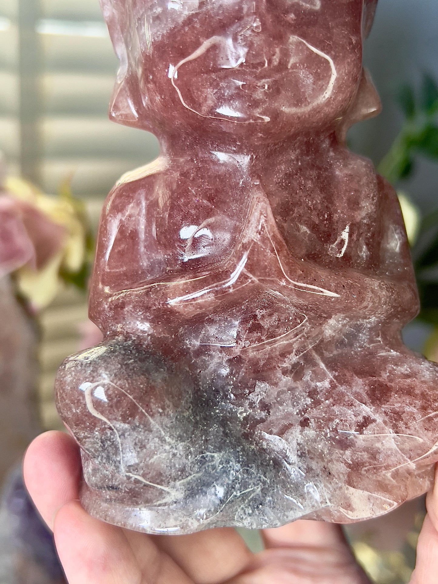 Large, high quality, Strawberry quartz, baby buddah