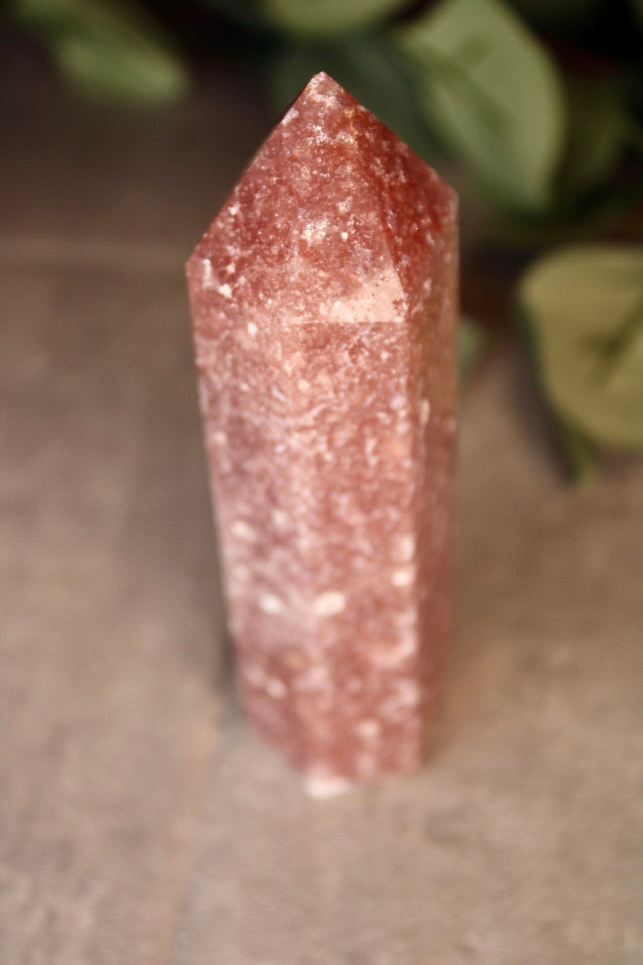 Berry red, skinny, pink amethyst tower 240g 12cm high