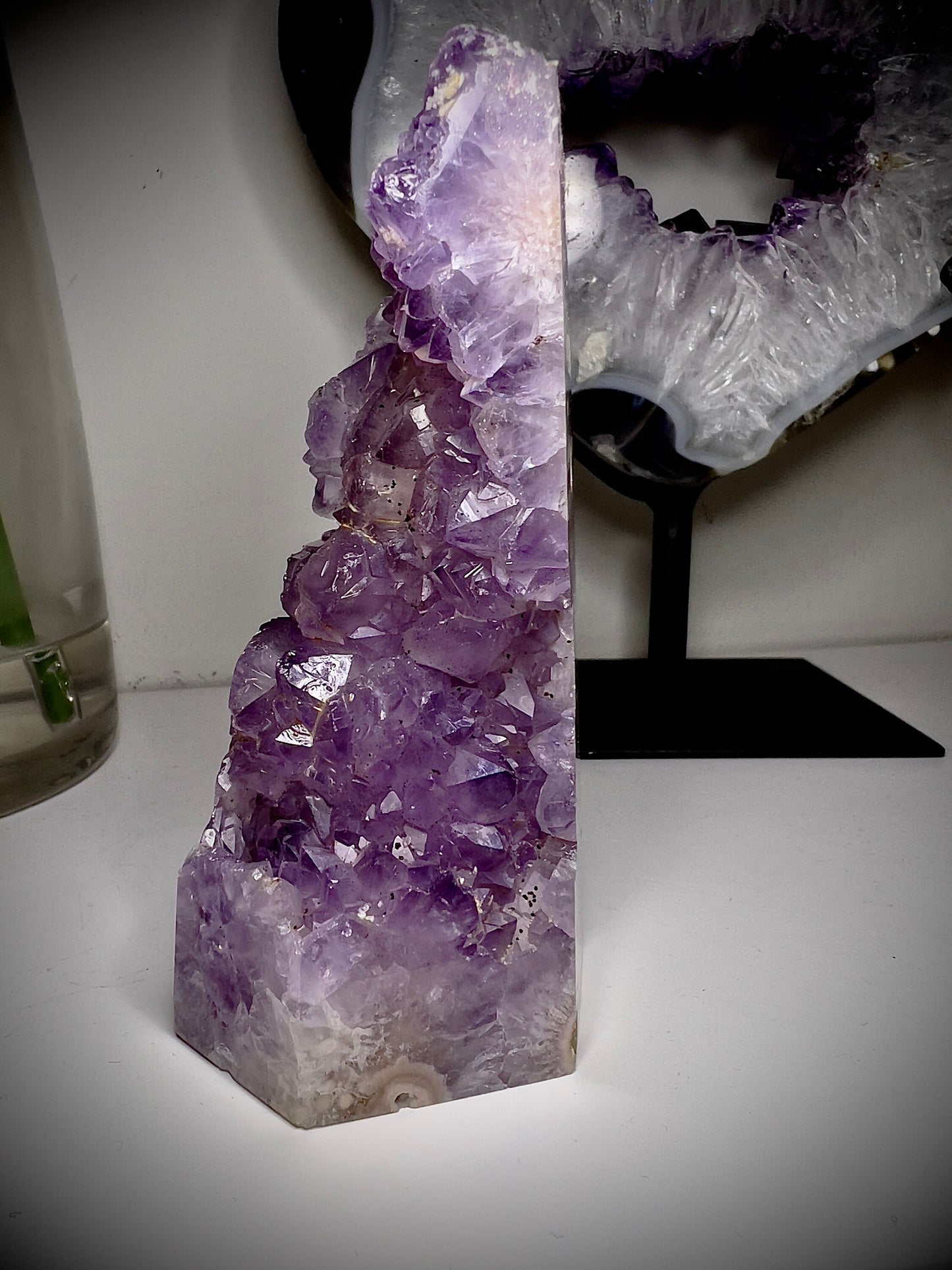 High quality Amethyst x flower agate freeform tower 339g 10.5cm