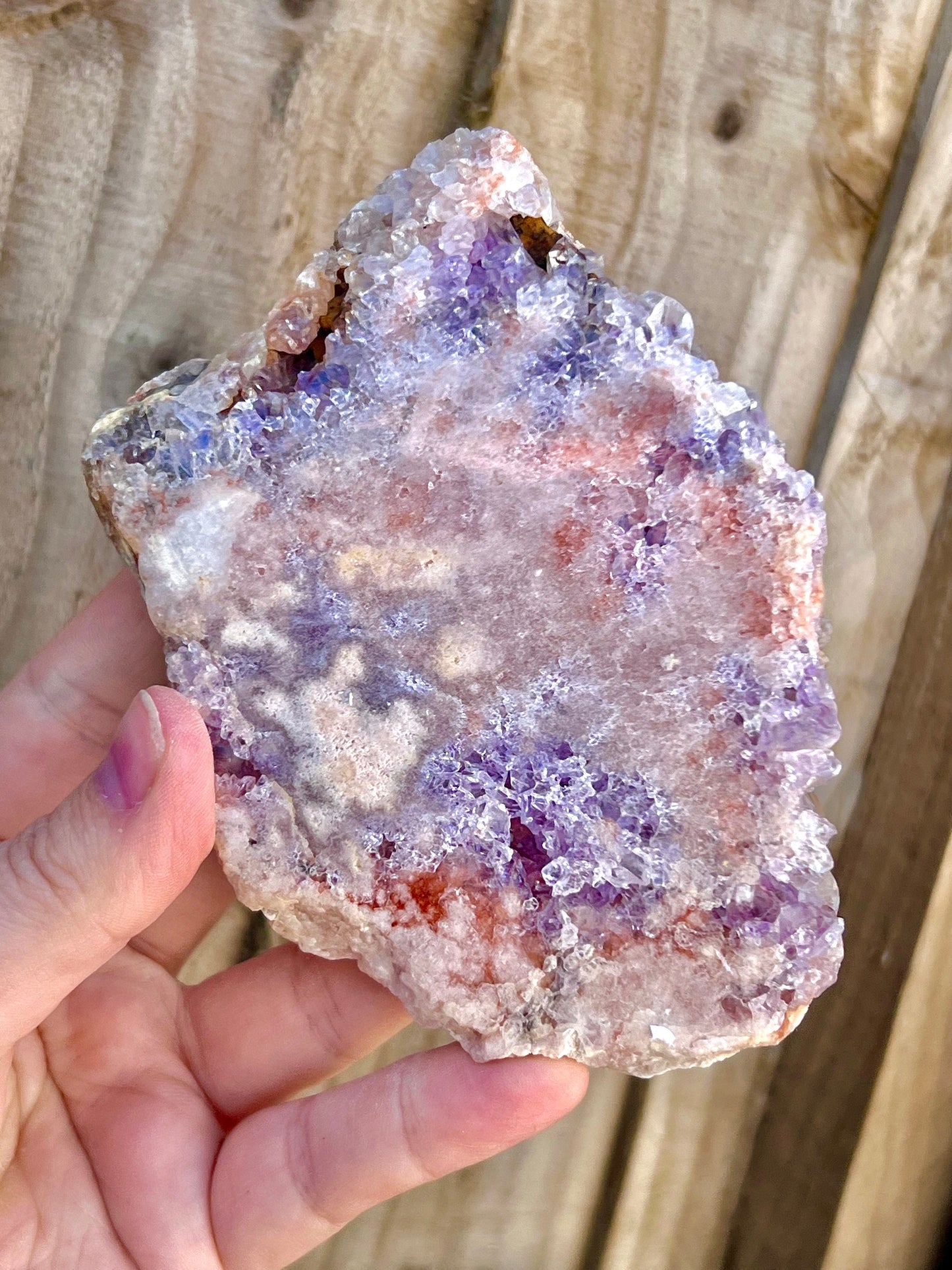 pink amethyst slab with purple quartz