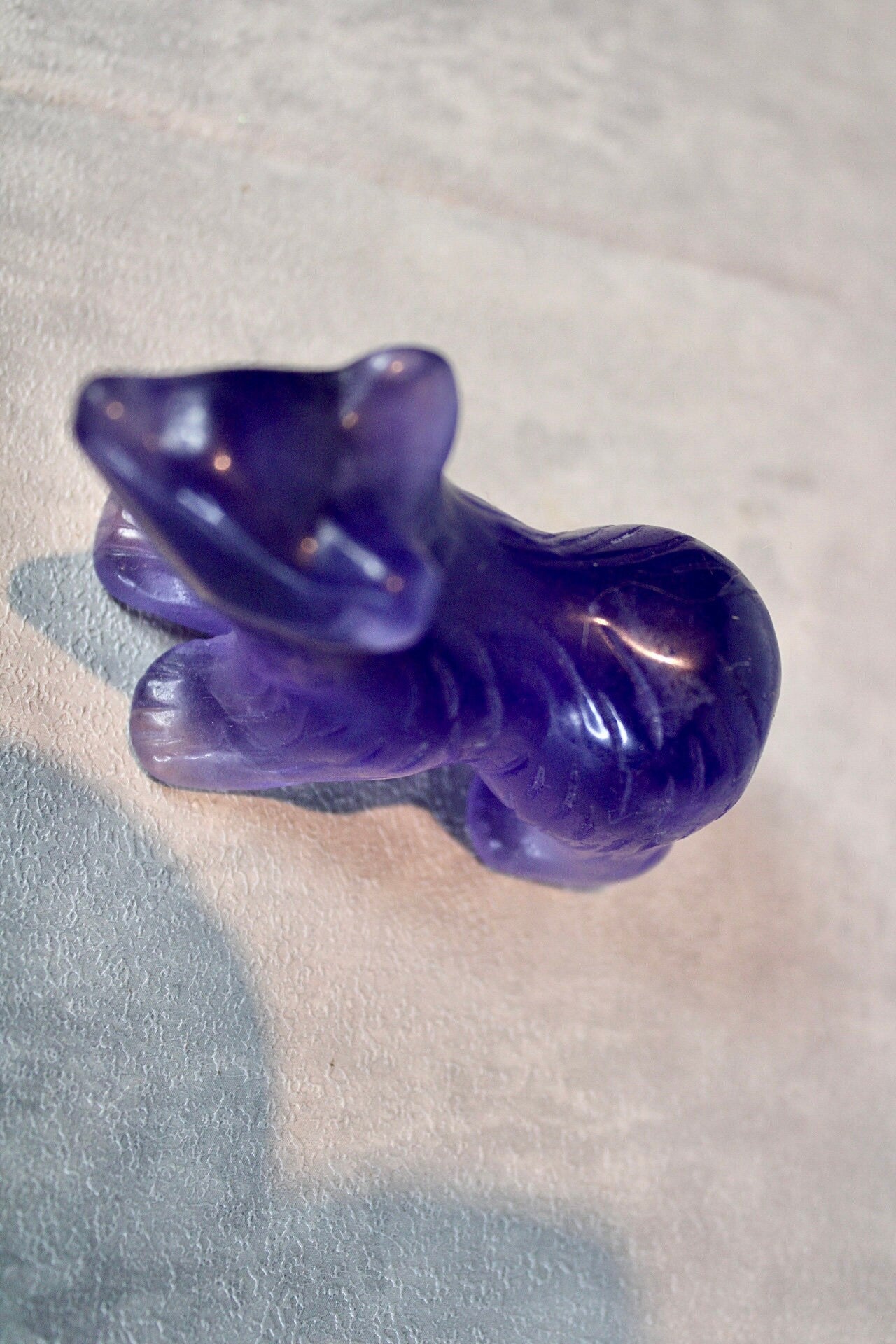 Purple, fluorite, bear carving 4.5cm (h)  7cm (L)