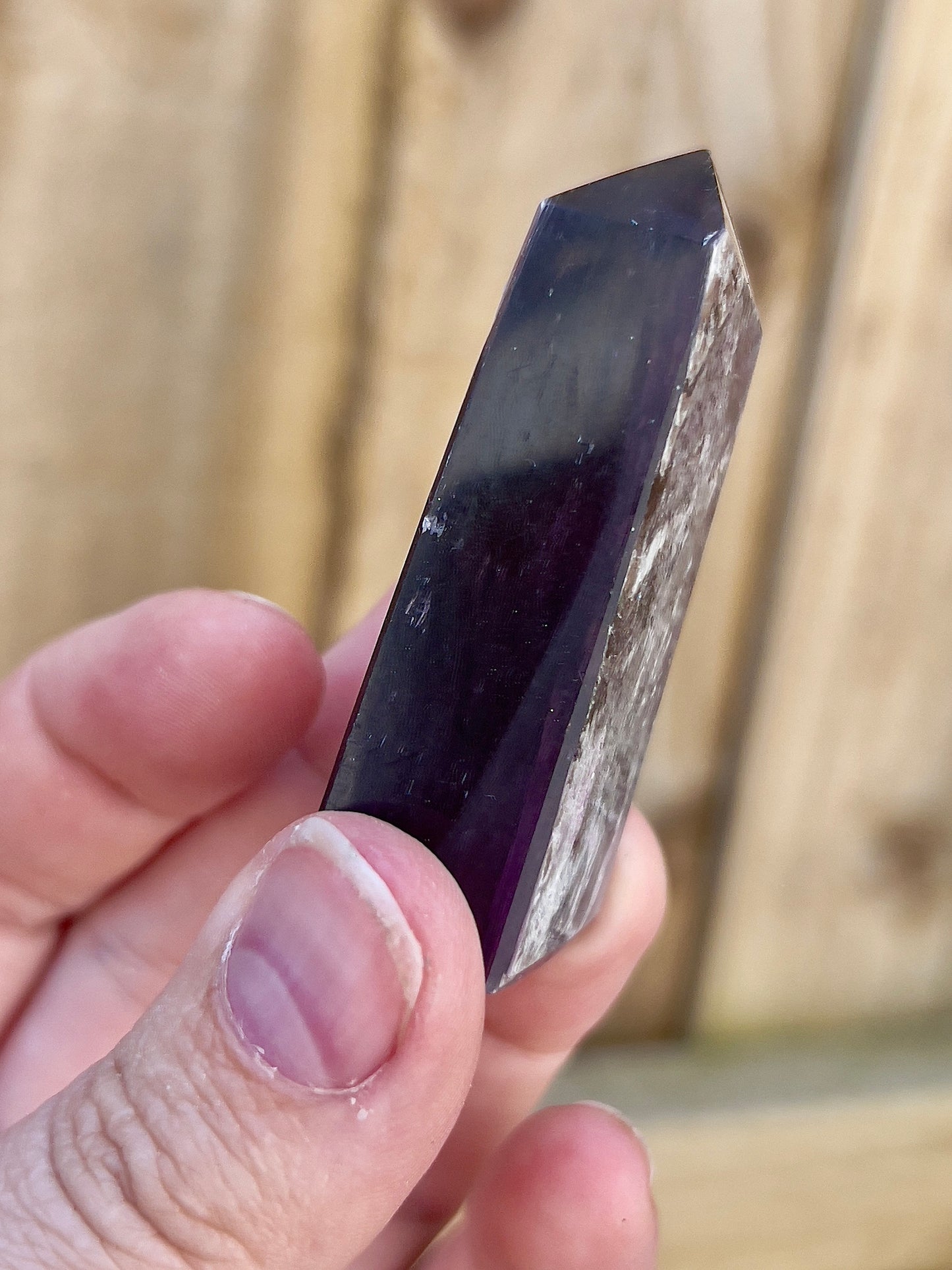 Gemmy lepidolite point