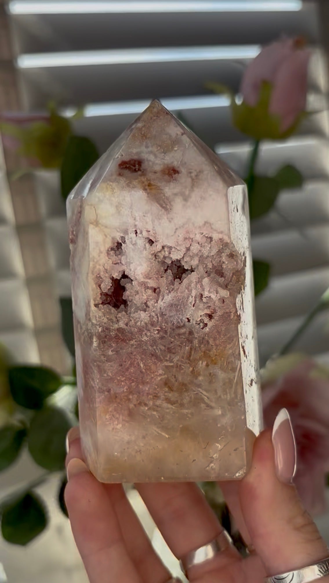 Cute, Pink amethyst tower 10.5cm(h) 5.5(w)