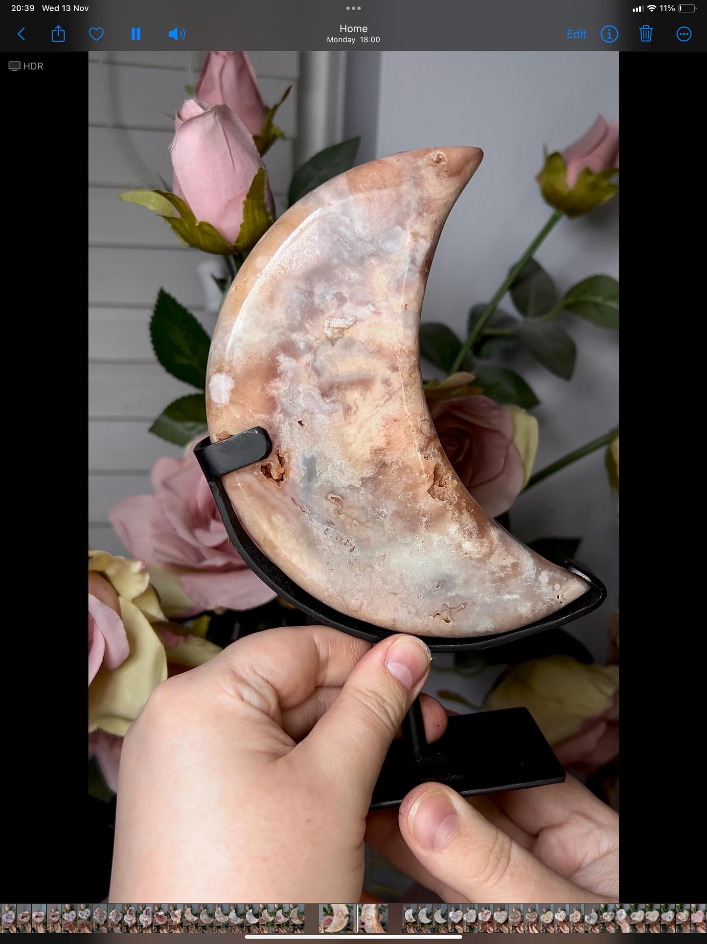 High grade, pink amethyst moon in beautiful pastel tones