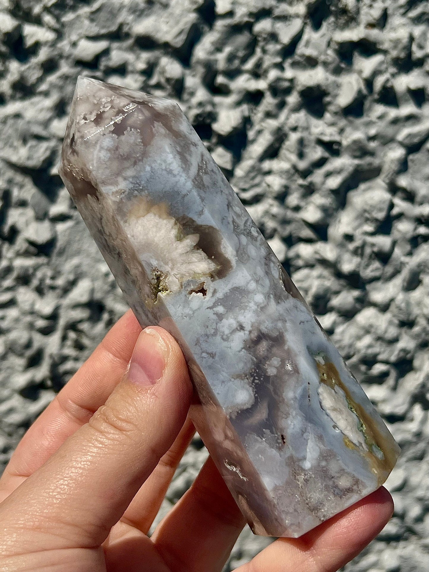 baby blue flower agate tower