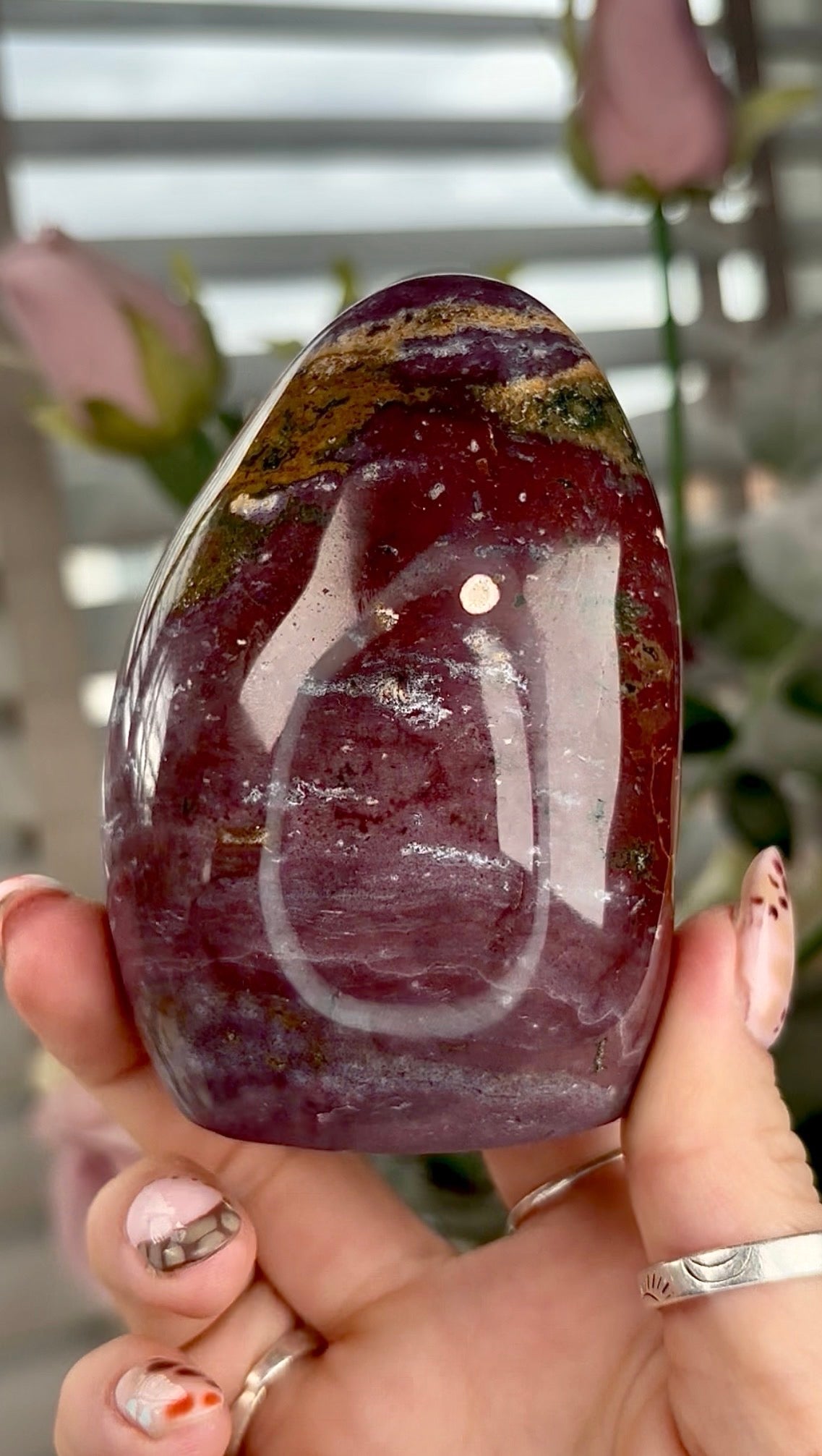 High quality, pastel purple & mustard ocean jasper Freeform - 9cm(h) by 6cm(w)
