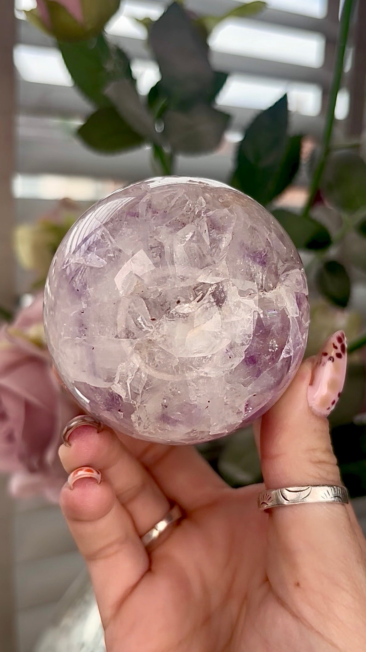 Amethyst Flower agate sphere 410g