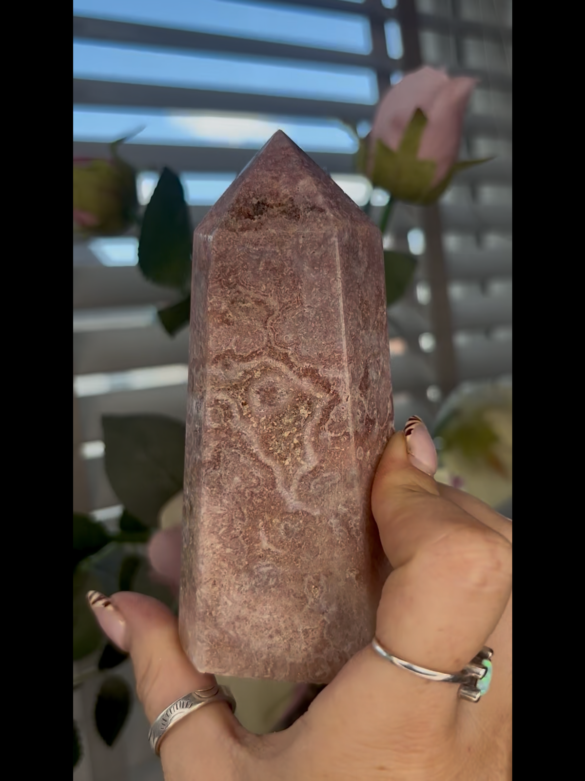 Beautiful, Pink amethyst tower 12.3cm(h)5.6cm (w) 365g