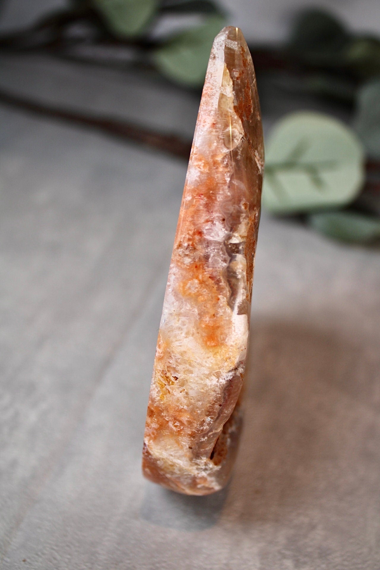 Colourful Pink amethyst, flame with jasper and agate formations 290g 12cm(h) 8.5cm(w)