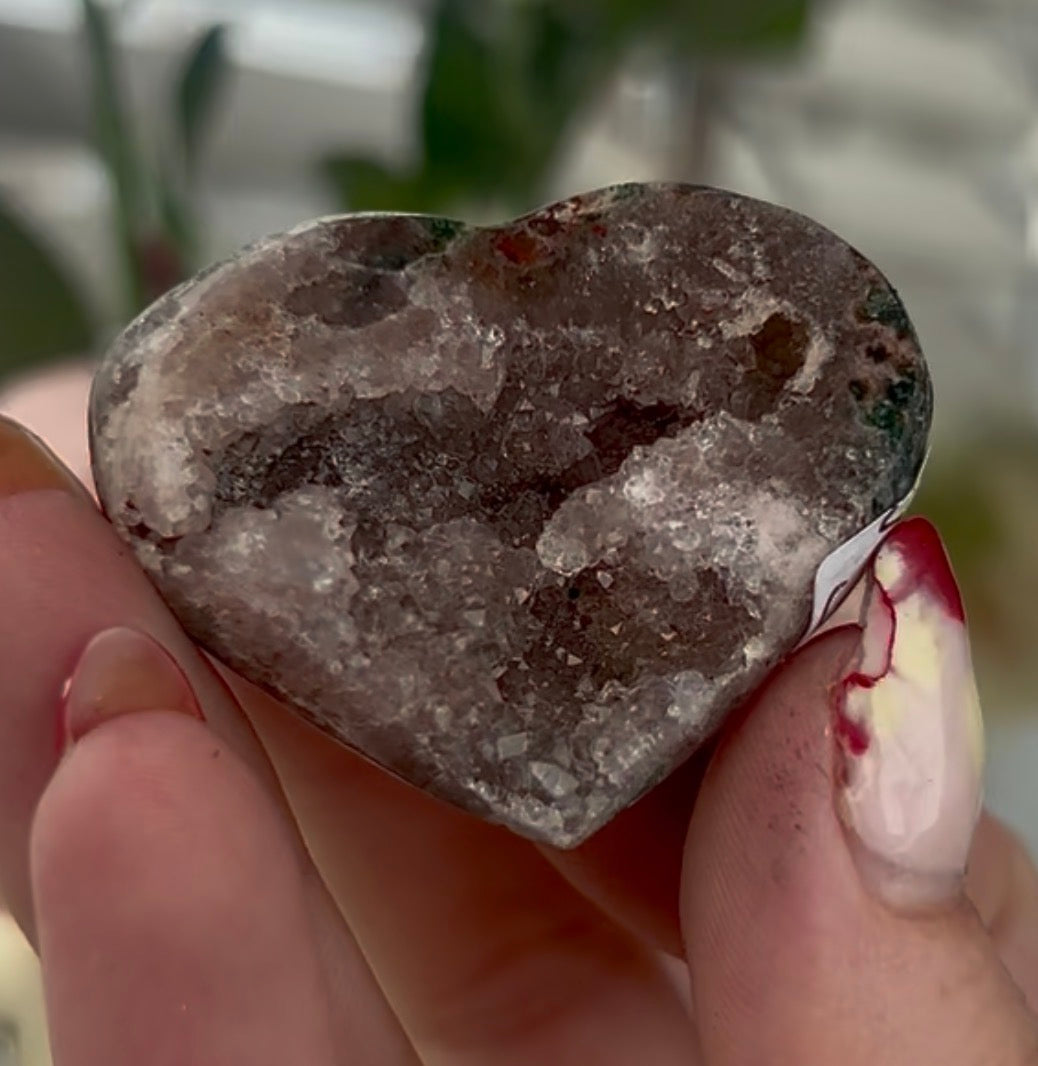 Mini pink amethyst heart - comes with stand
