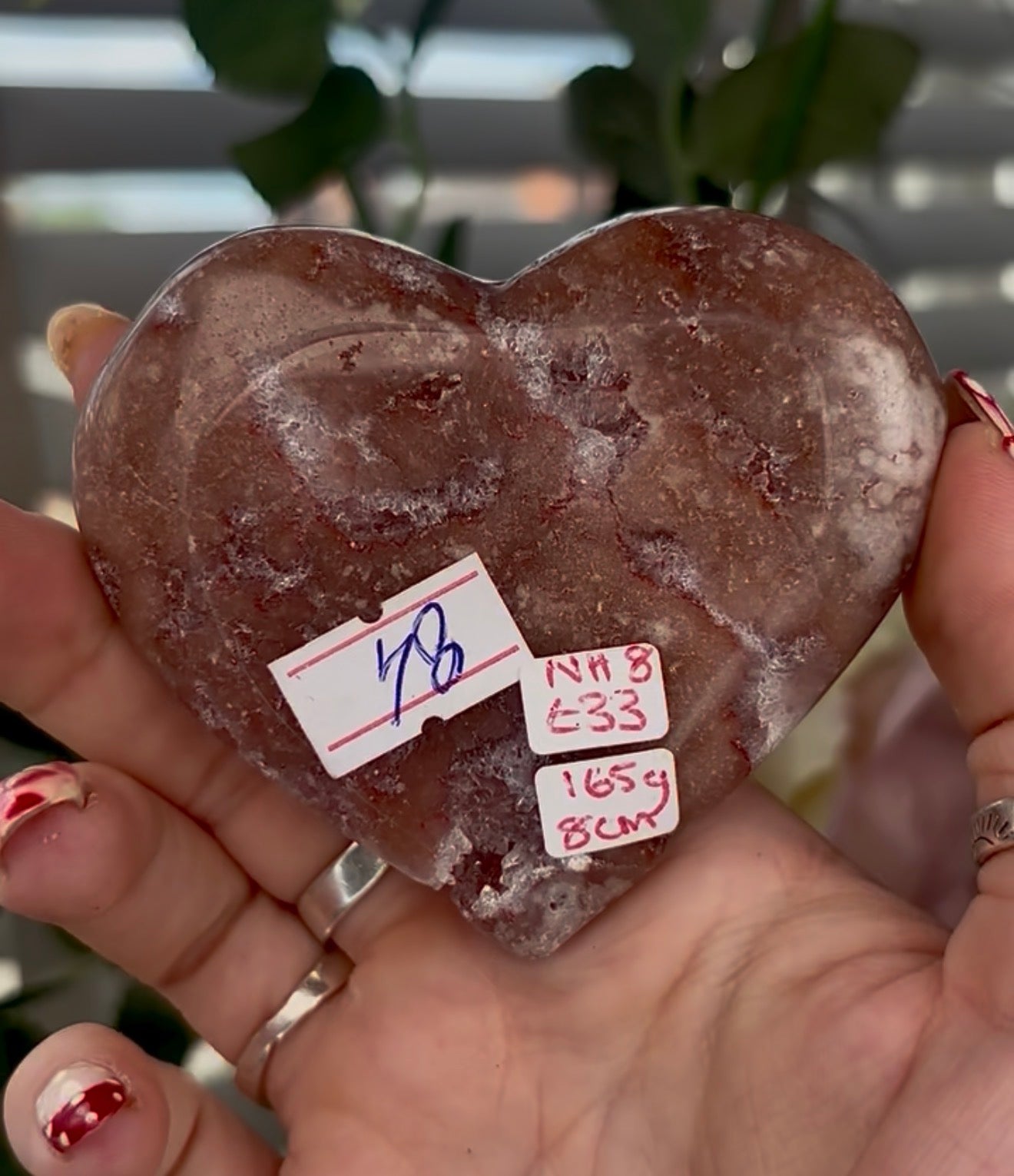 pink amethyst heart - comes with stand (8cm)