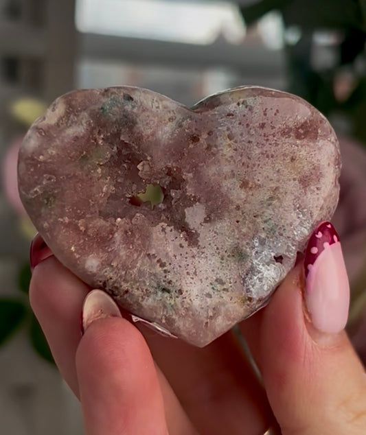 Mini pink amethyst heart - comes with stand