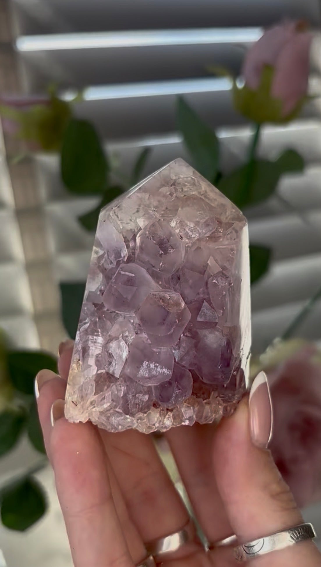 Beautiful, chunky Pink amethyst tower with lilac quartz 6.6cm(h) by 5cm(w)