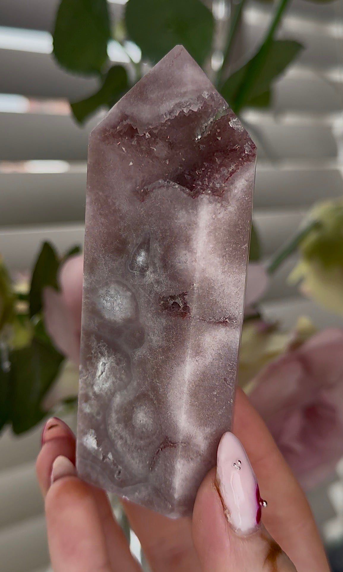 High quality Pink amethyst tower 11cm(h) 4cm(w)