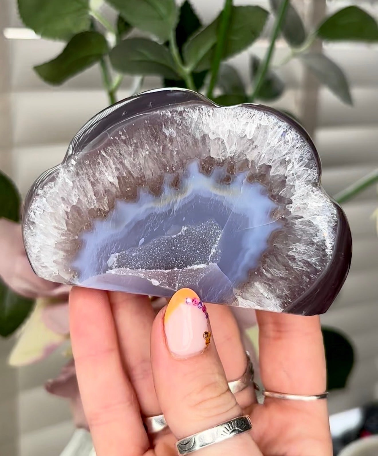 Beautiful, high grade, agate cloud with druzy
