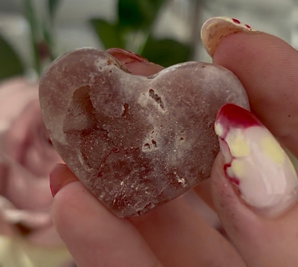 Mini pink amethyst heart - comes with stand