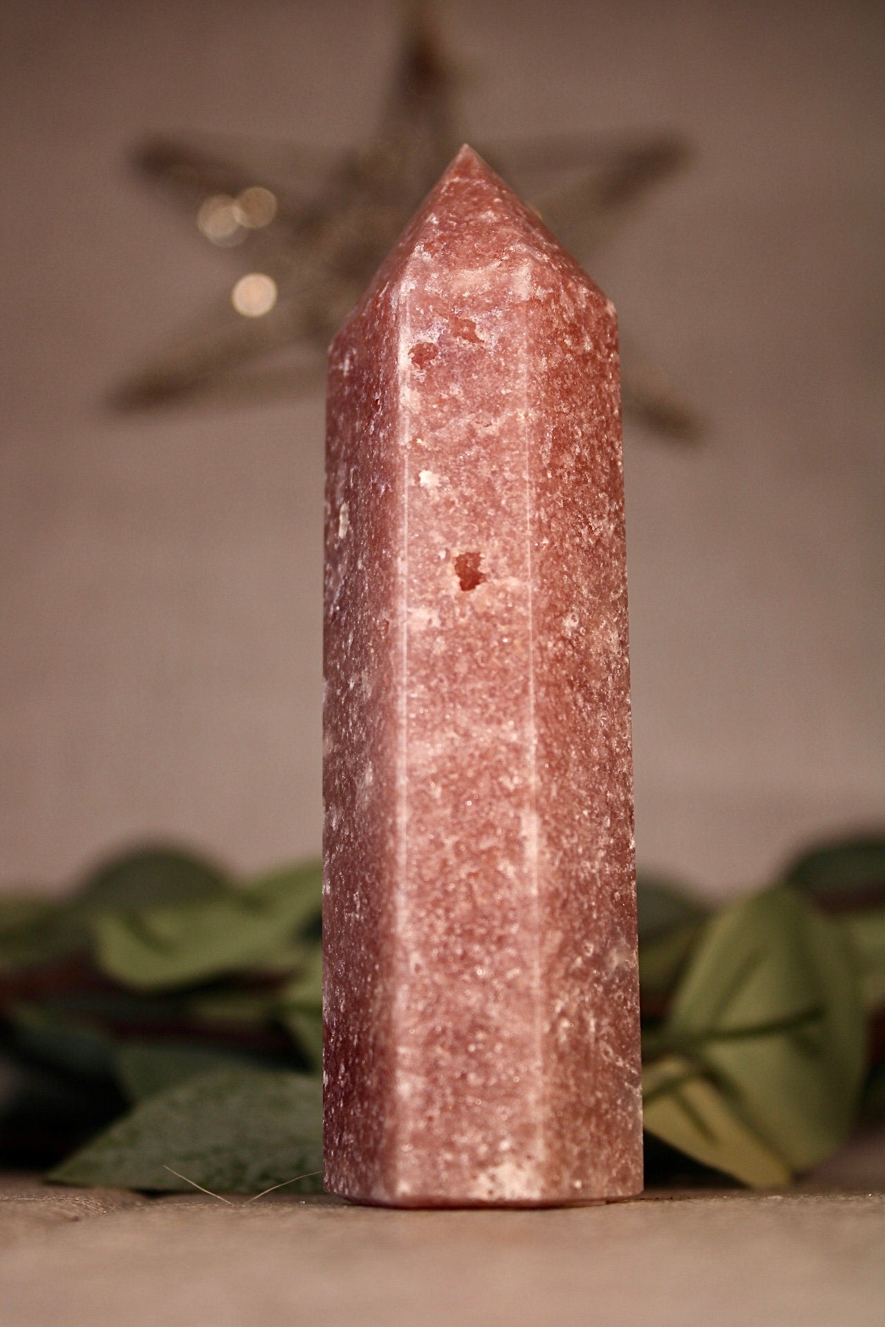 Berry red, skinny, pink amethyst tower 240g 12cm high