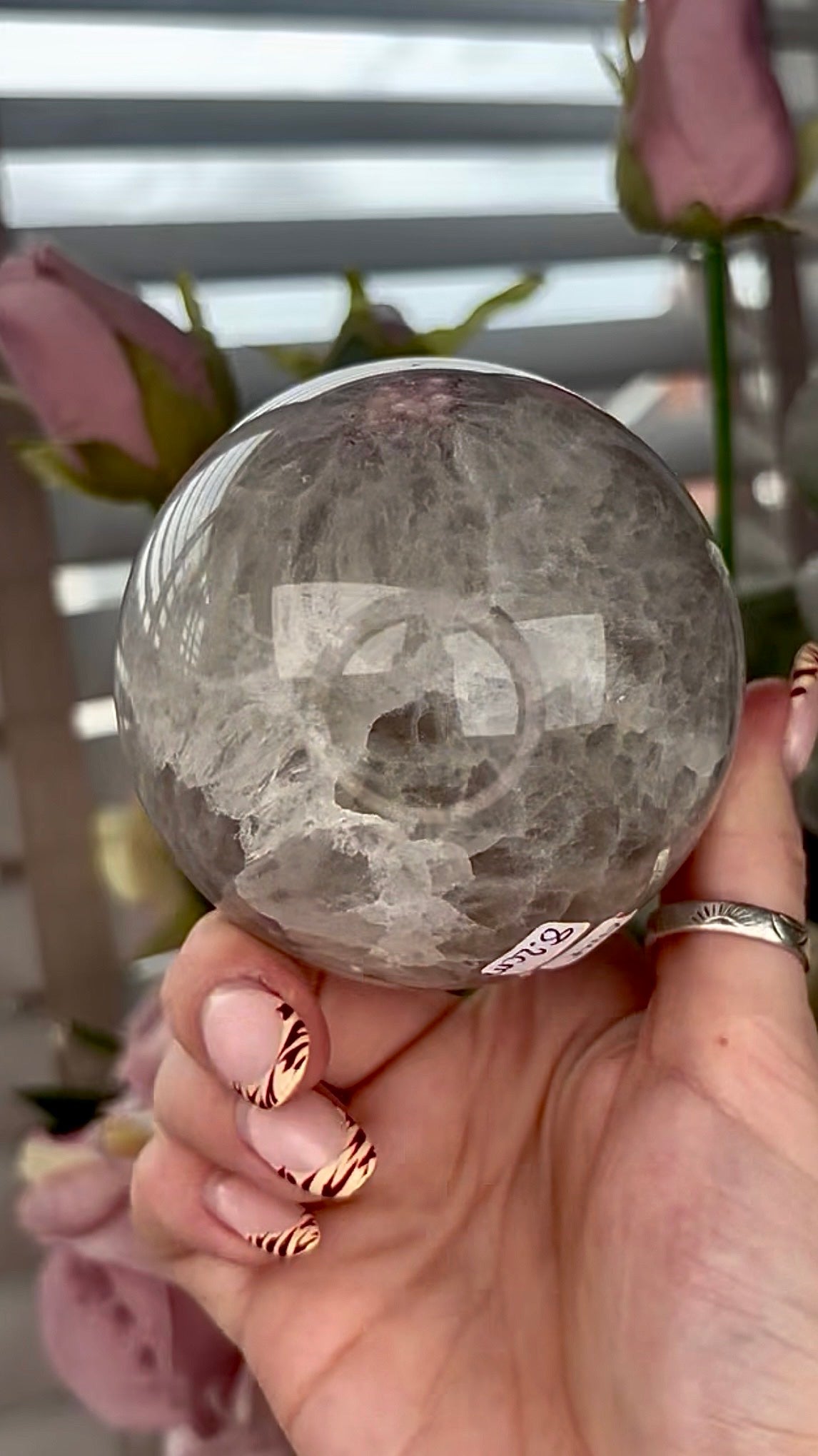 Stunning!! Super high quality, Druzy, green chlorite x blue flower agate sphere