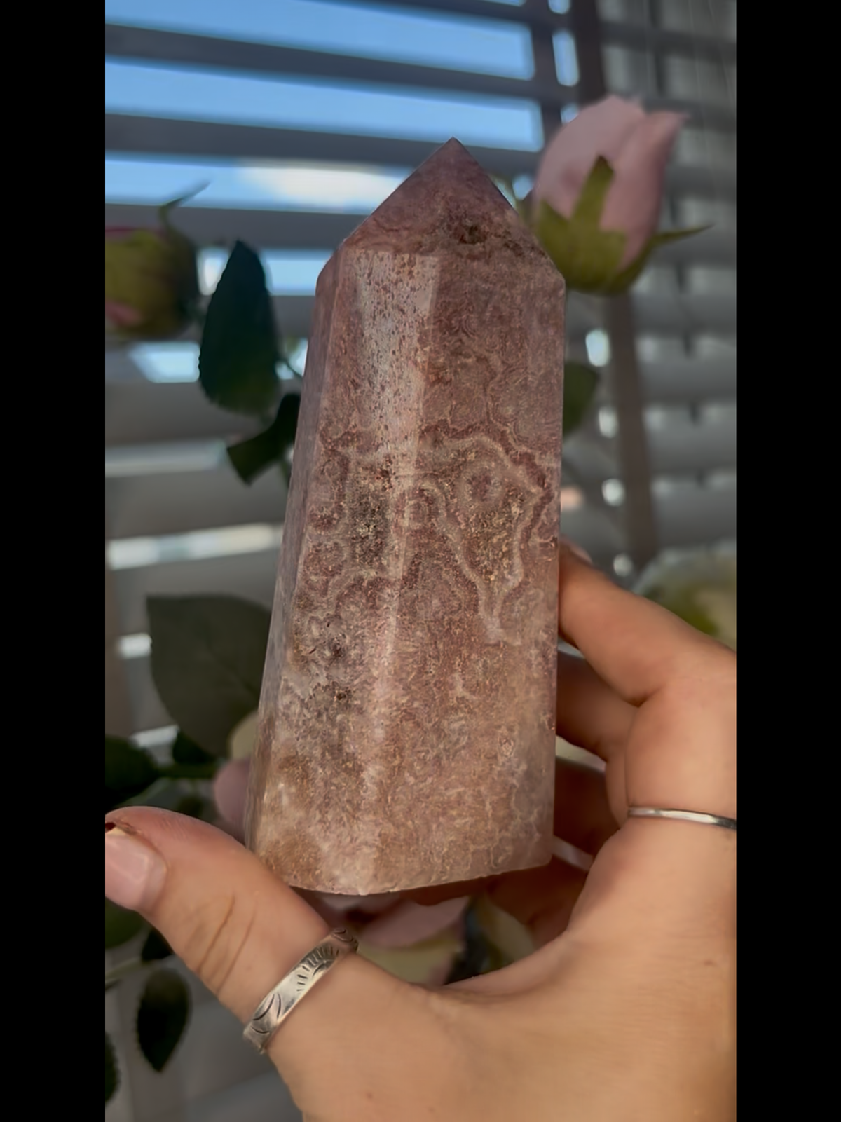Beautiful, Pink amethyst tower 12.3cm(h)5.6cm (w) 365g