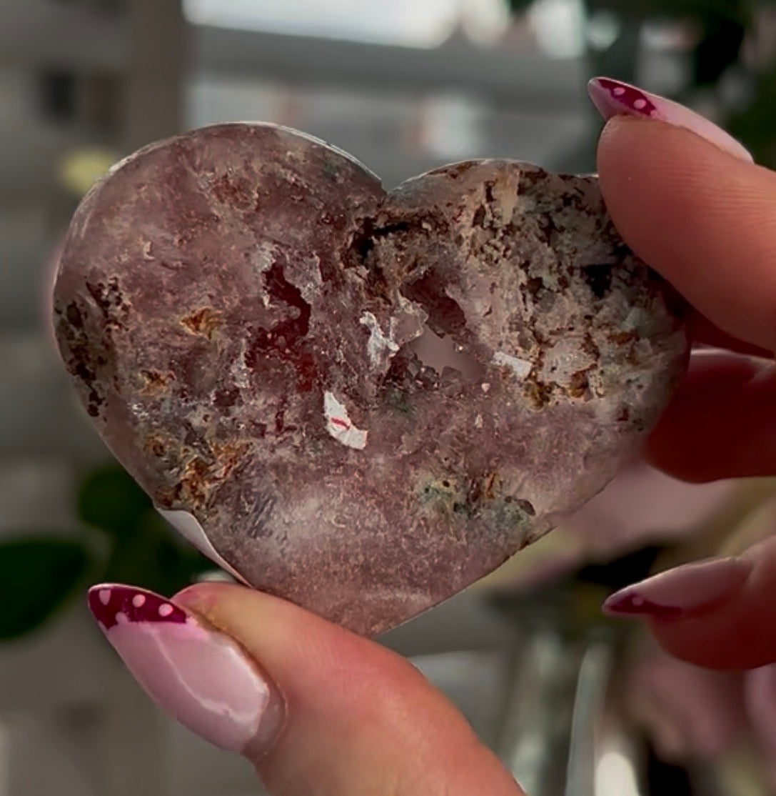 Mini pink amethyst heart - comes with stand