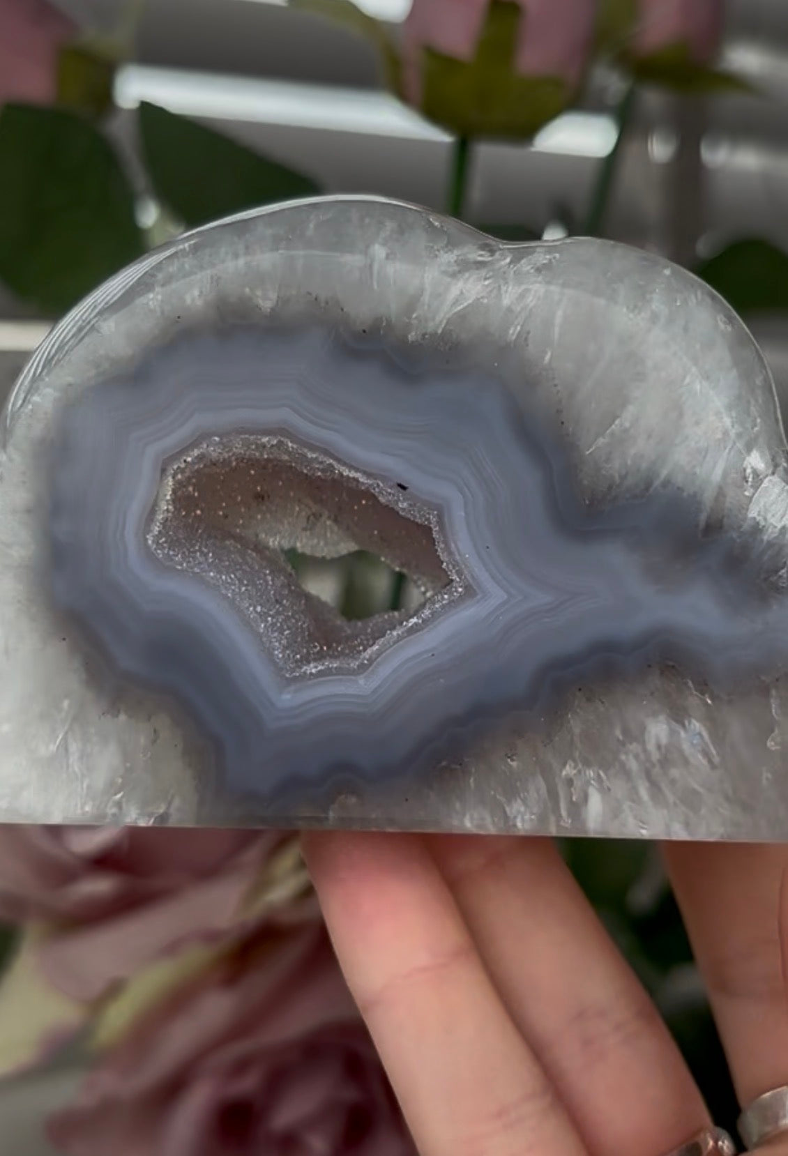 Beautiful, agate cloud with druzy