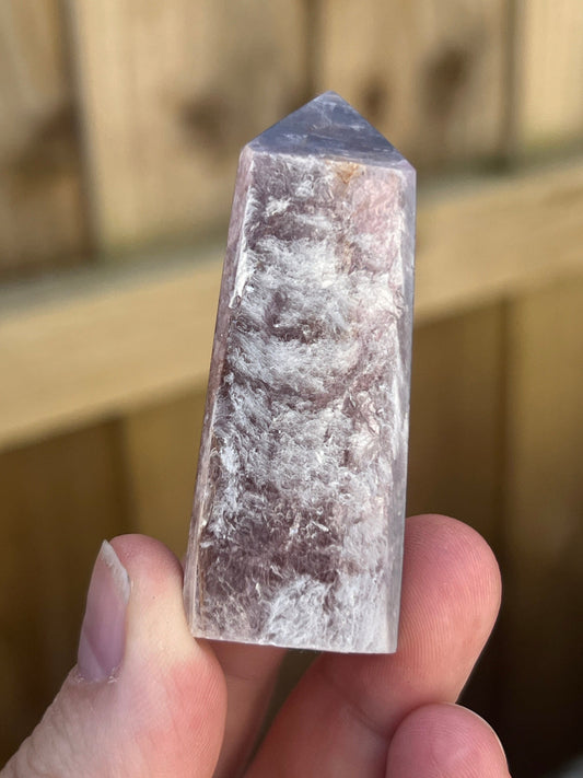 Gemmy lepidolite point