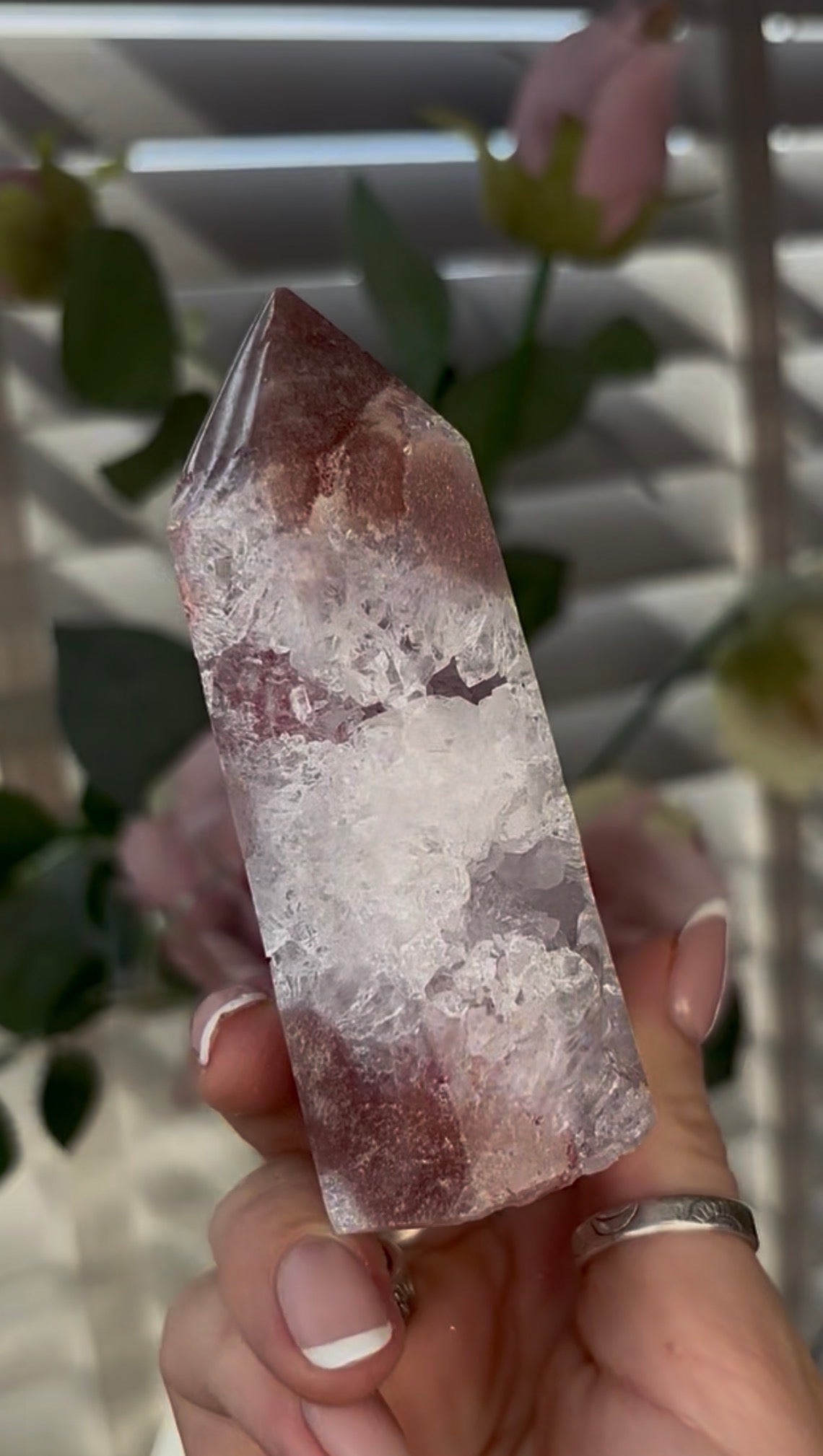 Beautiful, high quality, Pink amethyst tower 9.5cm(h) by 6cm(w)