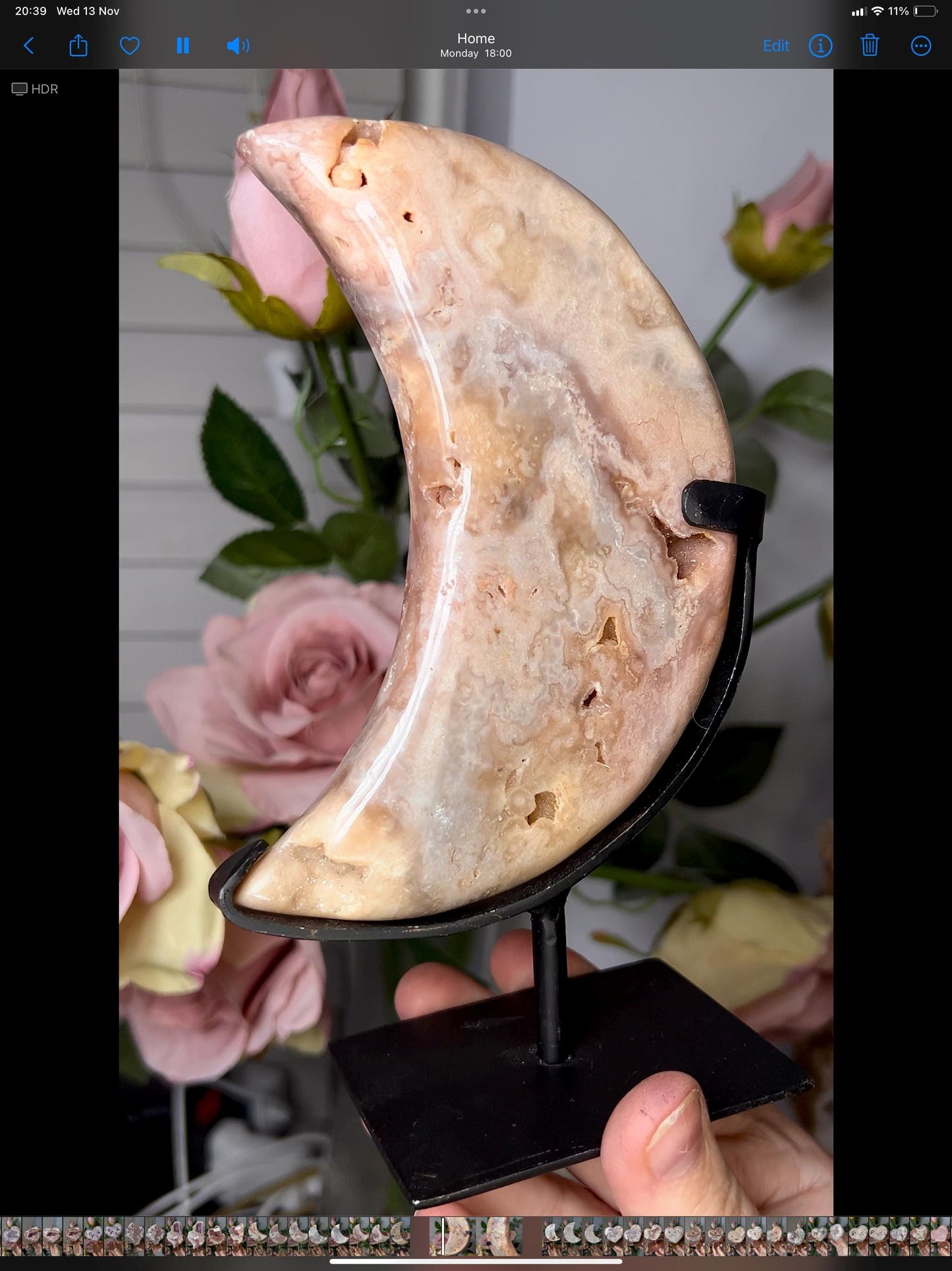 High grade, pink amethyst moon in beautiful pastel tones