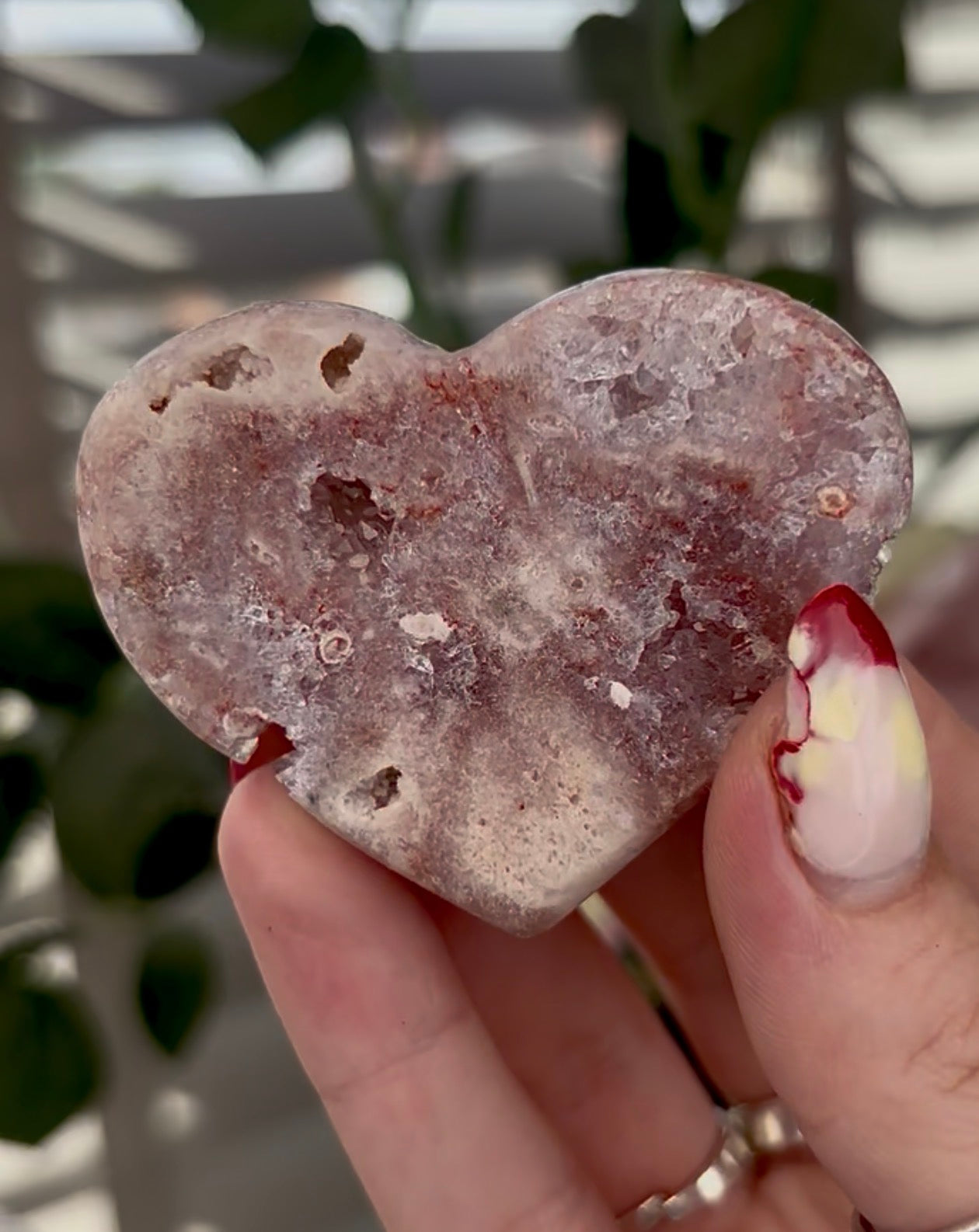 Mini pink amethyst heart - comes with stand