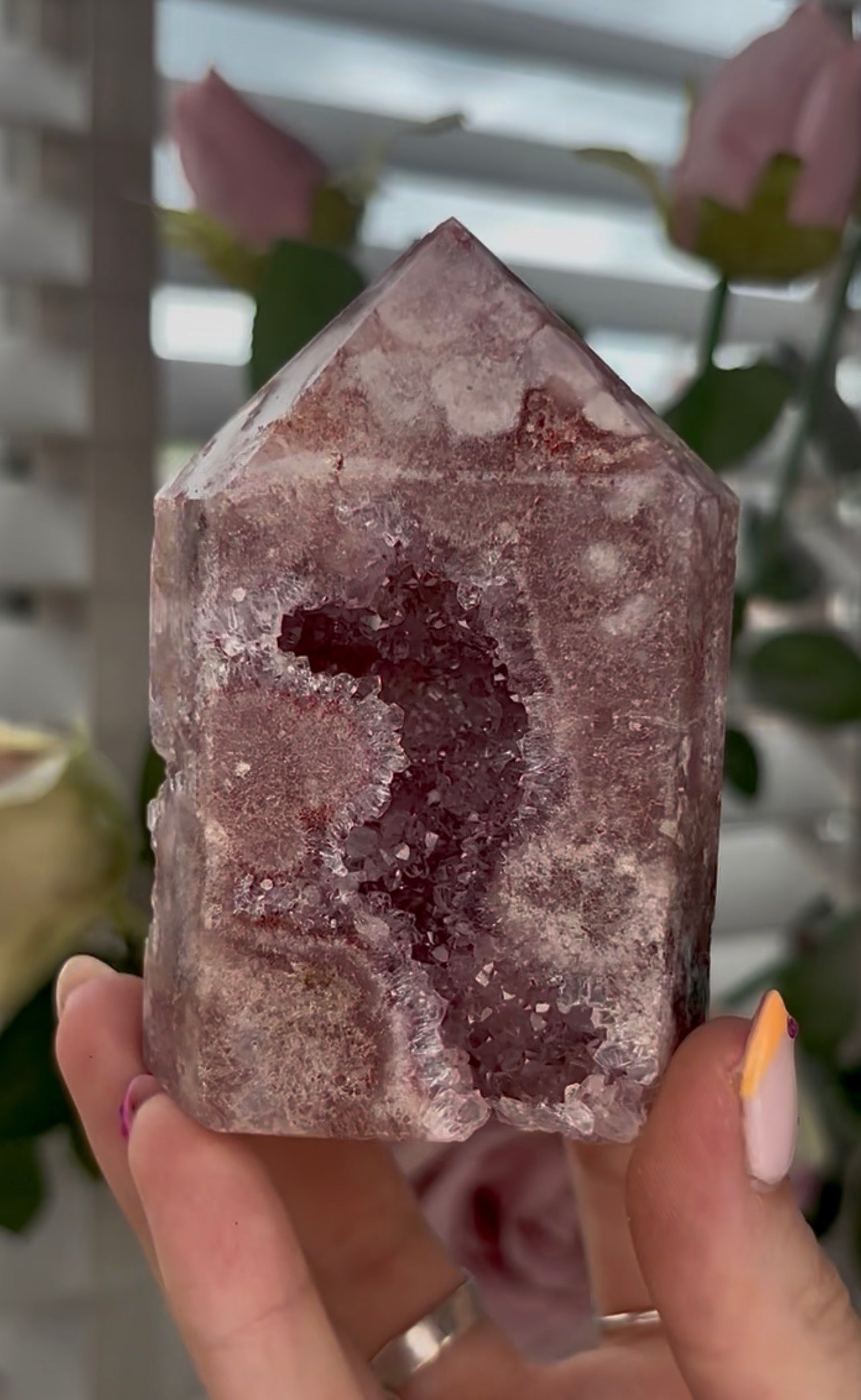Pretty, Pink amethyst tower