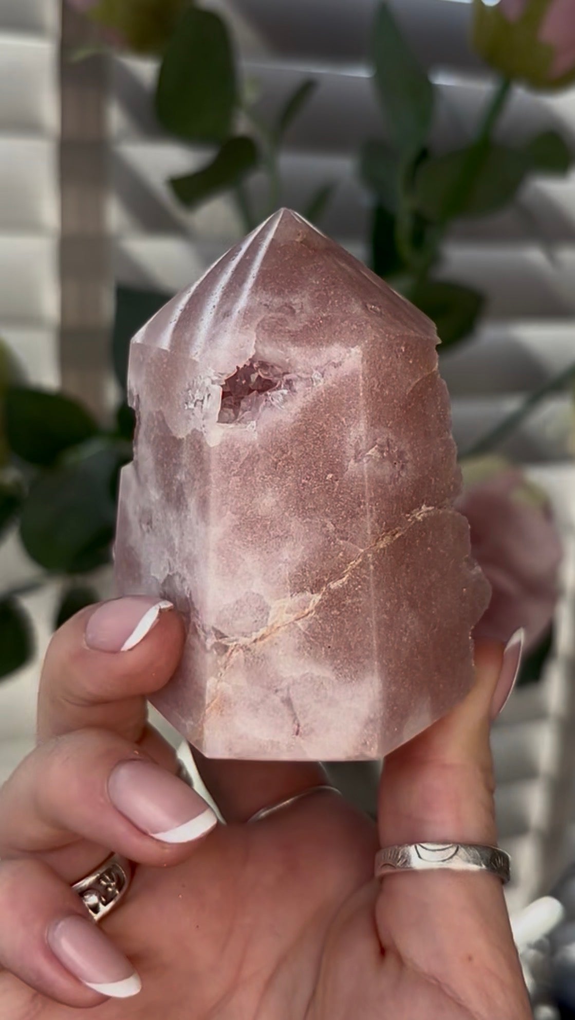 Beautiful, Pink amethyst tower 8cm(h) by 6.2cm(w)