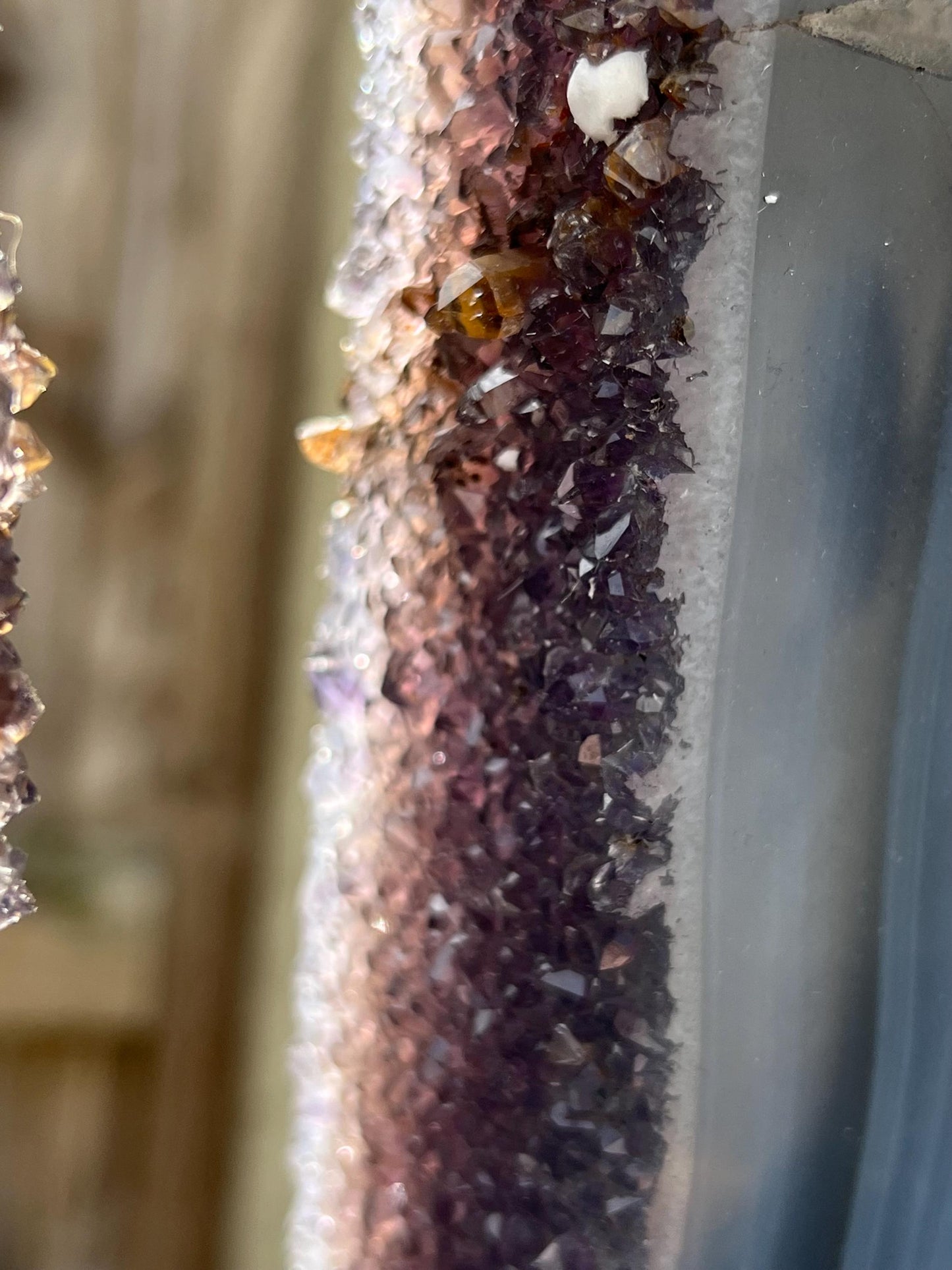 Stunning, polished amethyst x blue agate portal, with calcite this piece has natural lines, which are part of the stone  - 4.65kg