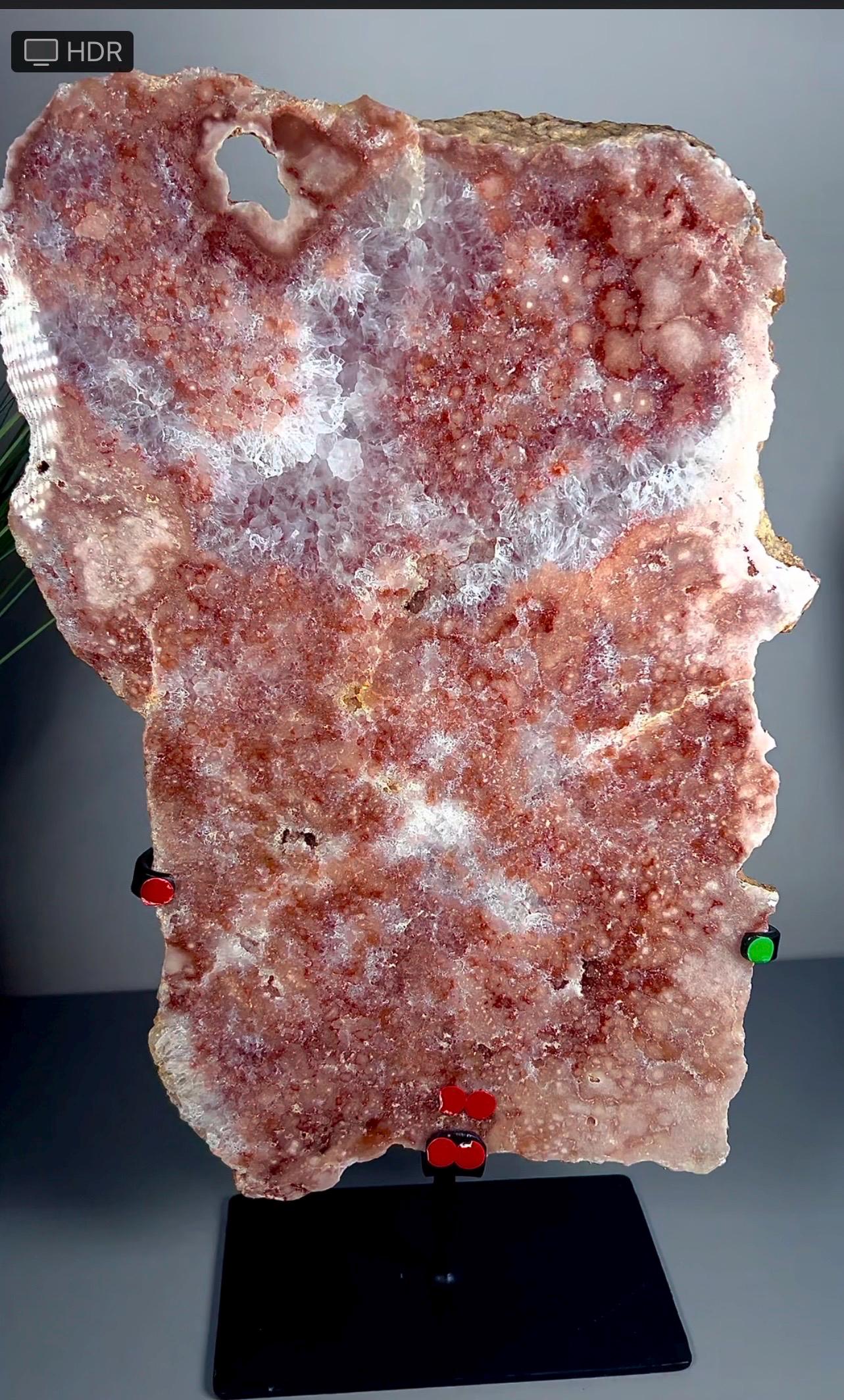High grade, pink amethyst slab with purple quartz and lots of flowers