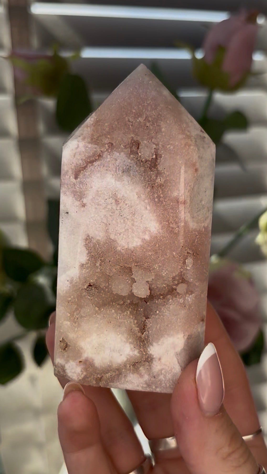 Cute, Pink amethyst tower 10cm(h) by 5cm(w)