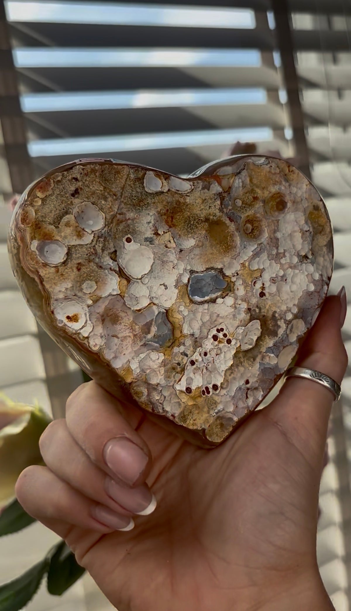 Uruguay, sugar druzy, amethyst heart in lemon tone - comes with stand