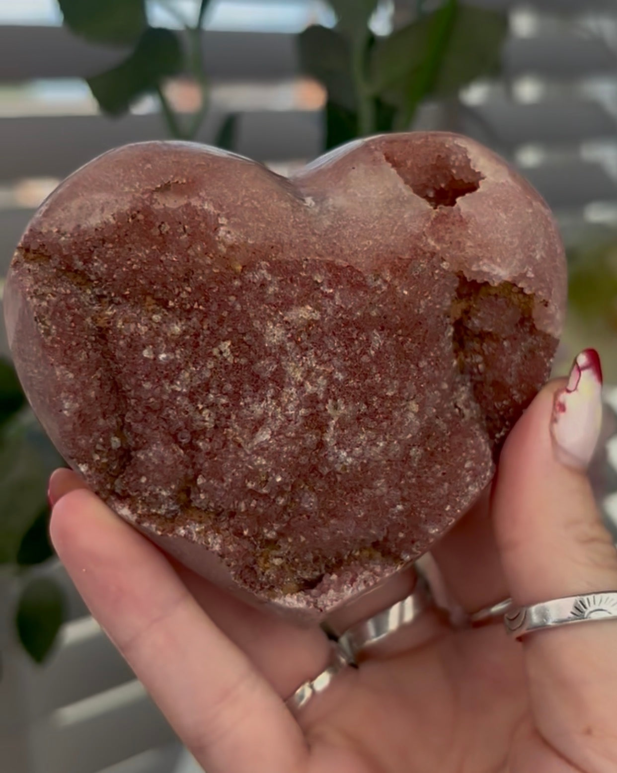 Beautiful druzy pink amethyst heart - comes with stand (8.8cm)