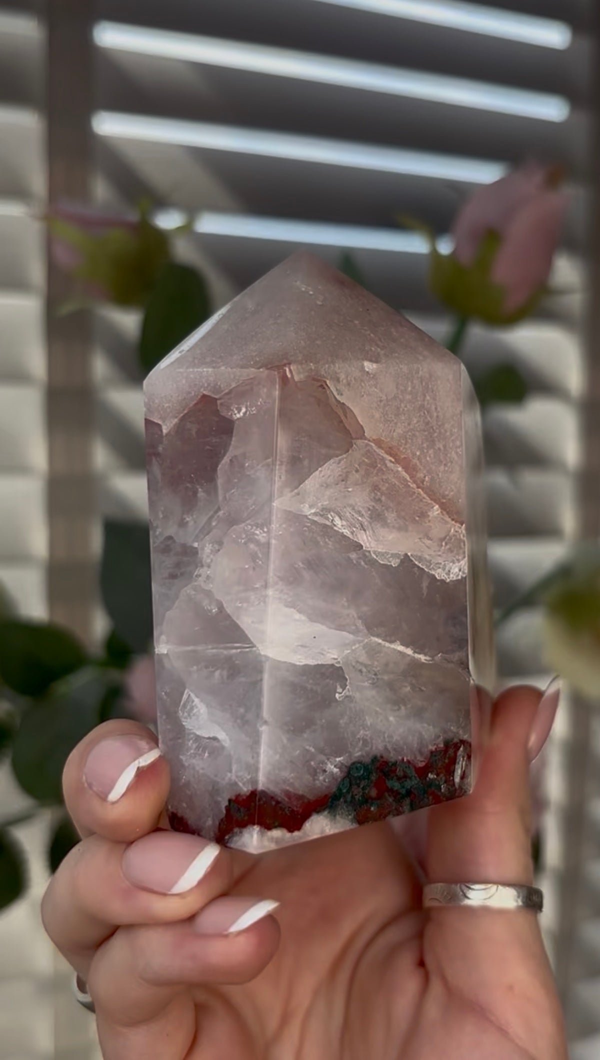 Beautiful, Pink amethyst tower 9cm(h) by 8cm(w)