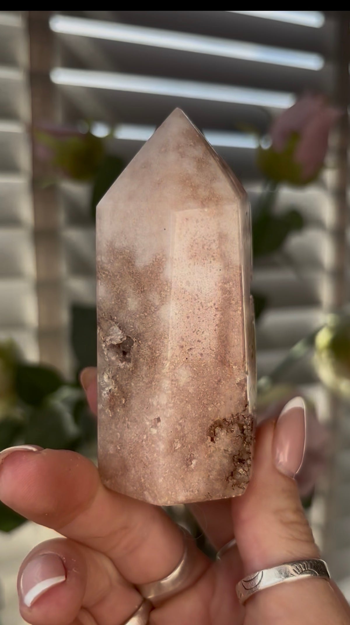 Cute, Pink amethyst tower 8.5cm(h) by 4cm(w)