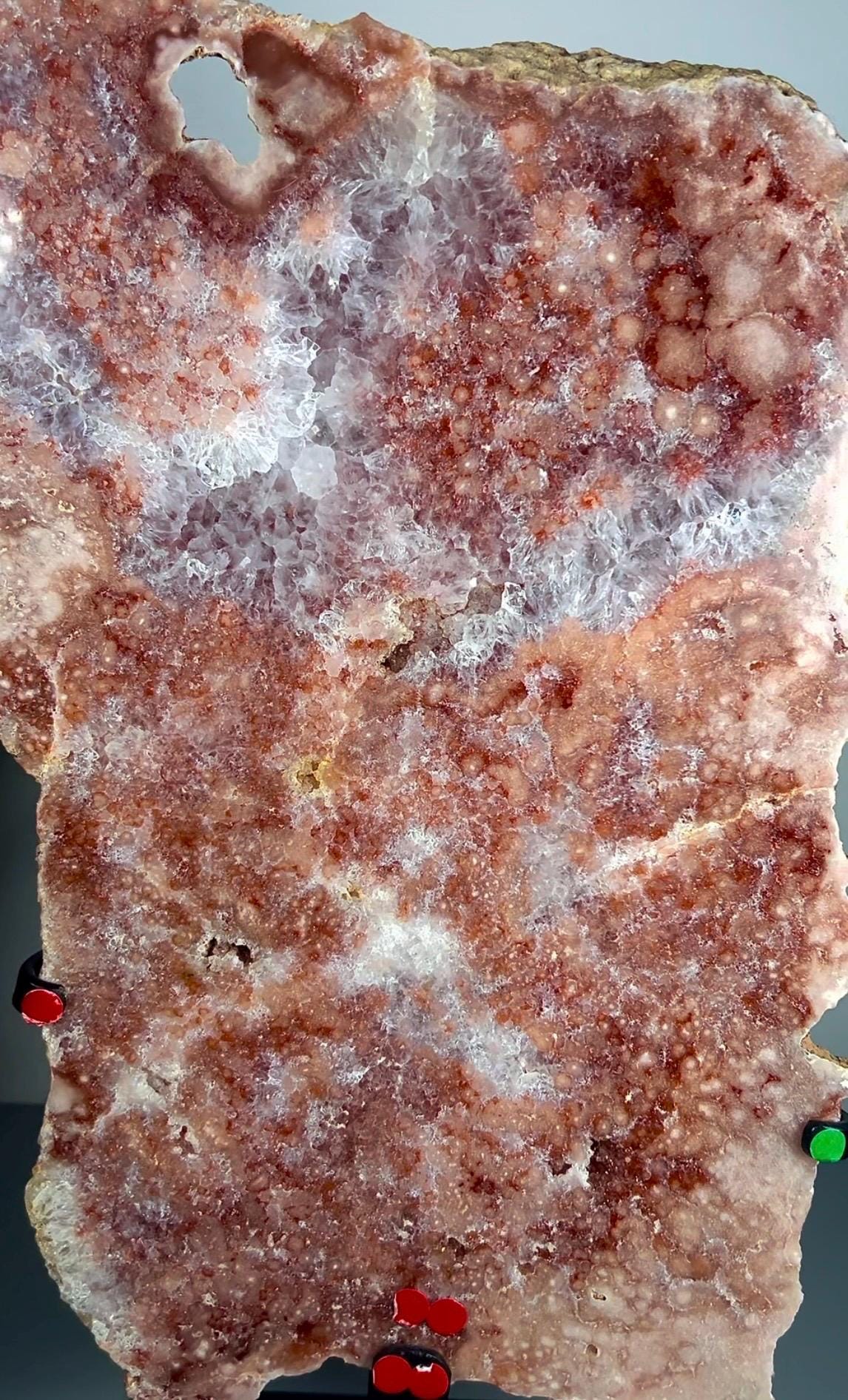 High grade, pink amethyst slab with purple quartz and lots of flowers