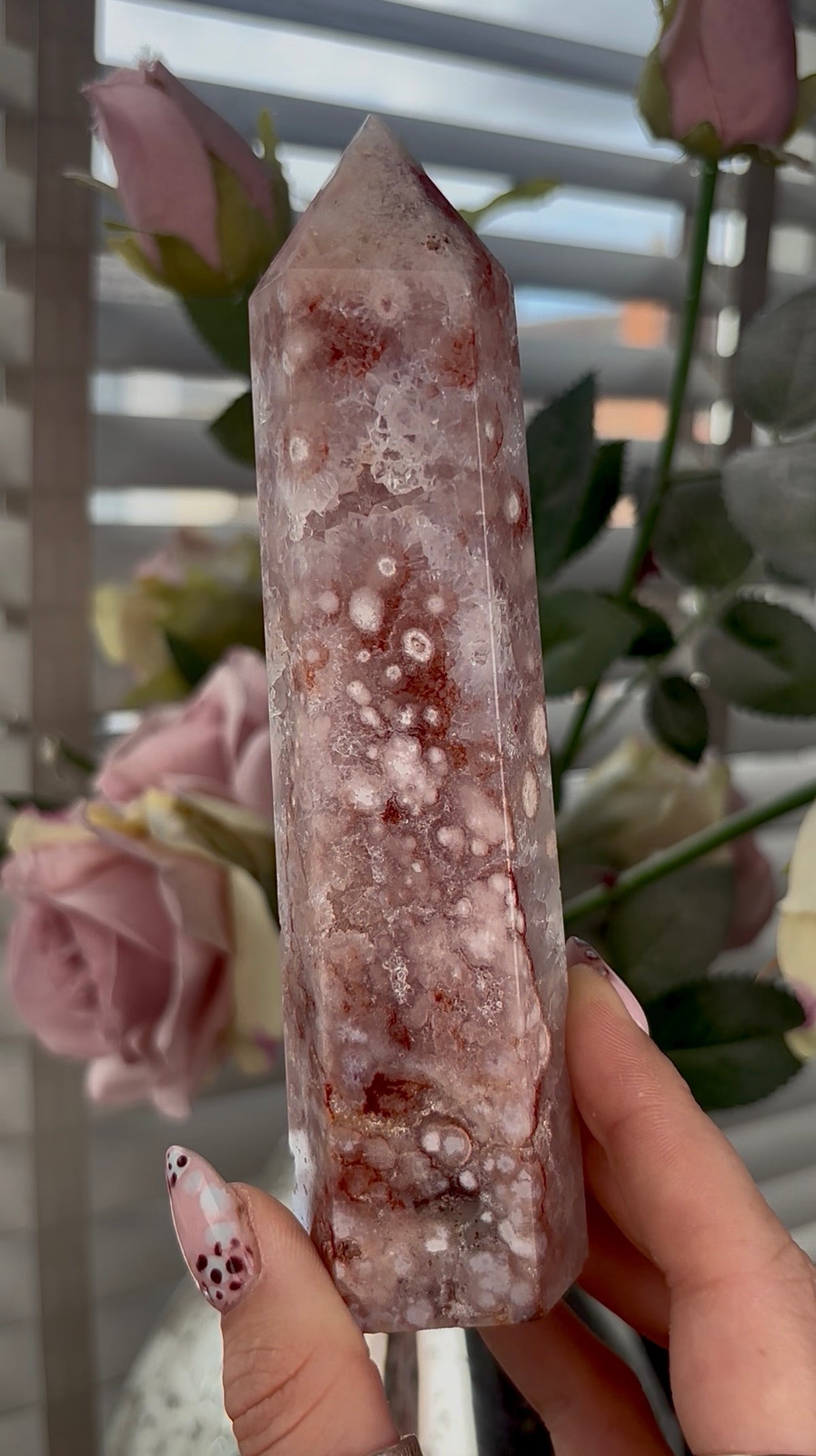 High grade, Amethyst Flower agate tower