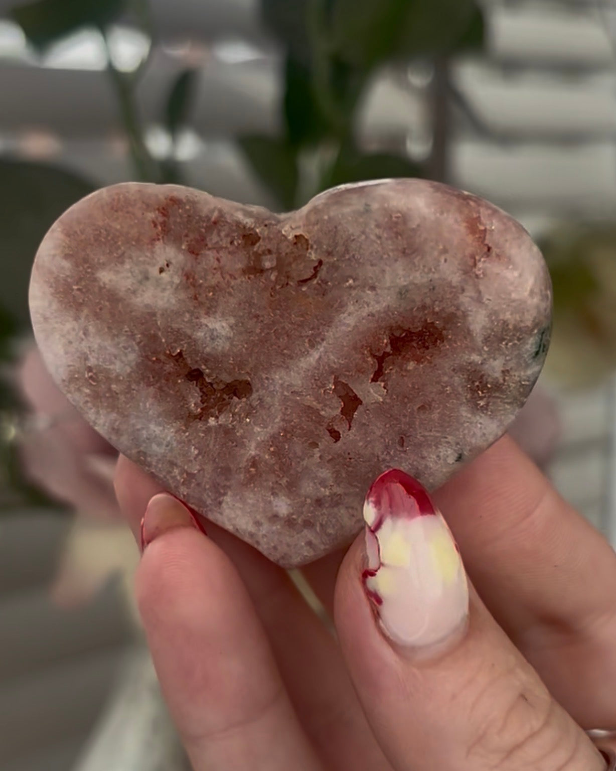 Mini pink amethyst heart - comes with stand