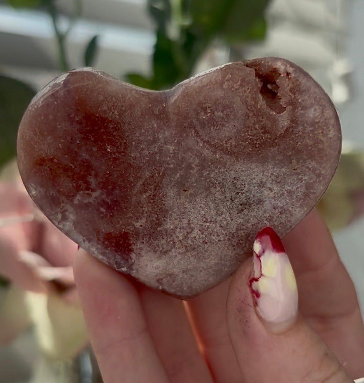 Mini pink amethyst heart - comes with stand