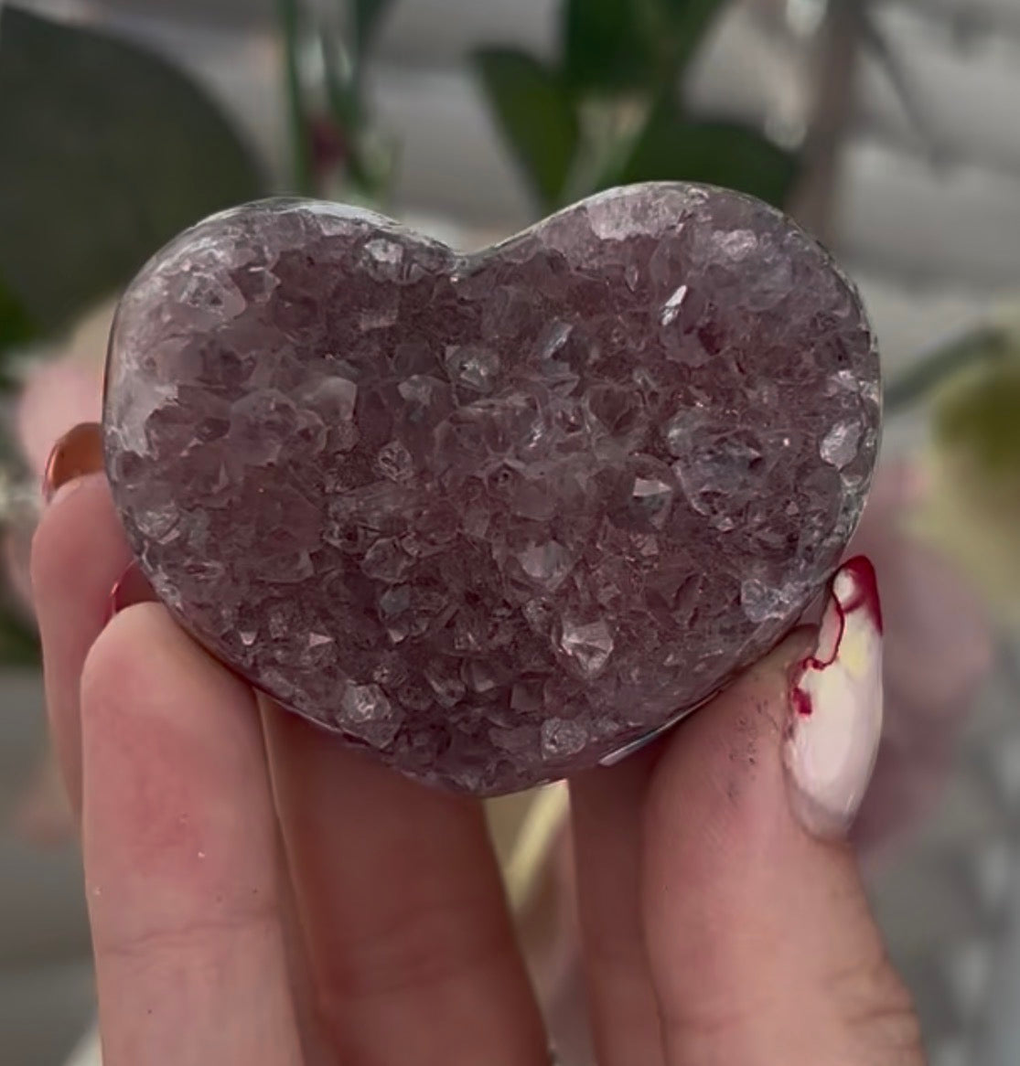 Hq Mini pink amethyst heart - comes with stand