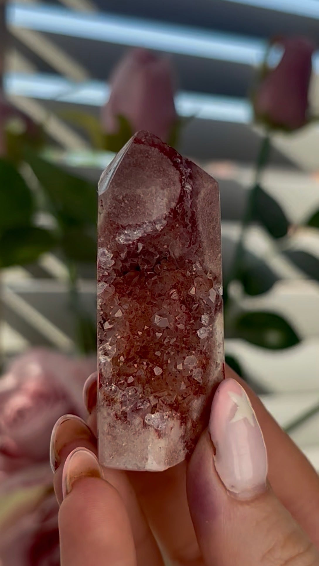 Beautiful, mini Pink amethyst tower