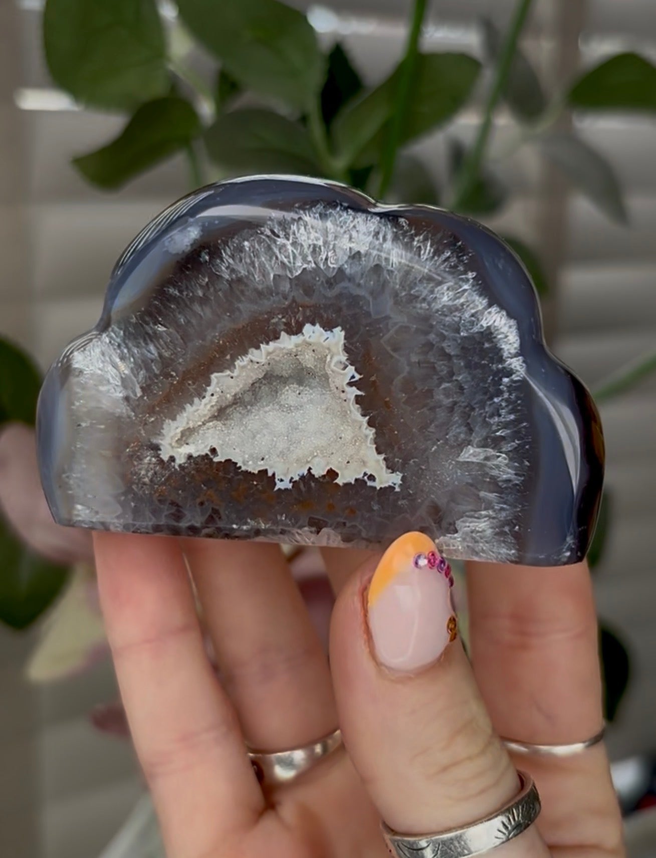 Beautiful, high grade, agate cloud with druzy