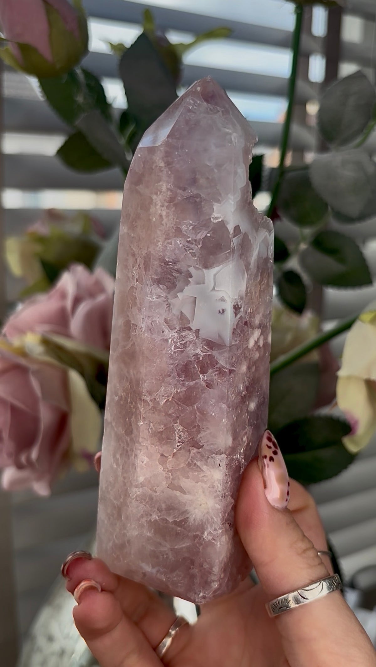High grade, Amethyst Flower agate tower